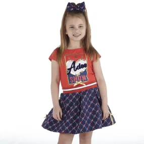 A DEE - Logo Print Elasticated Waistband Skirt - Navy