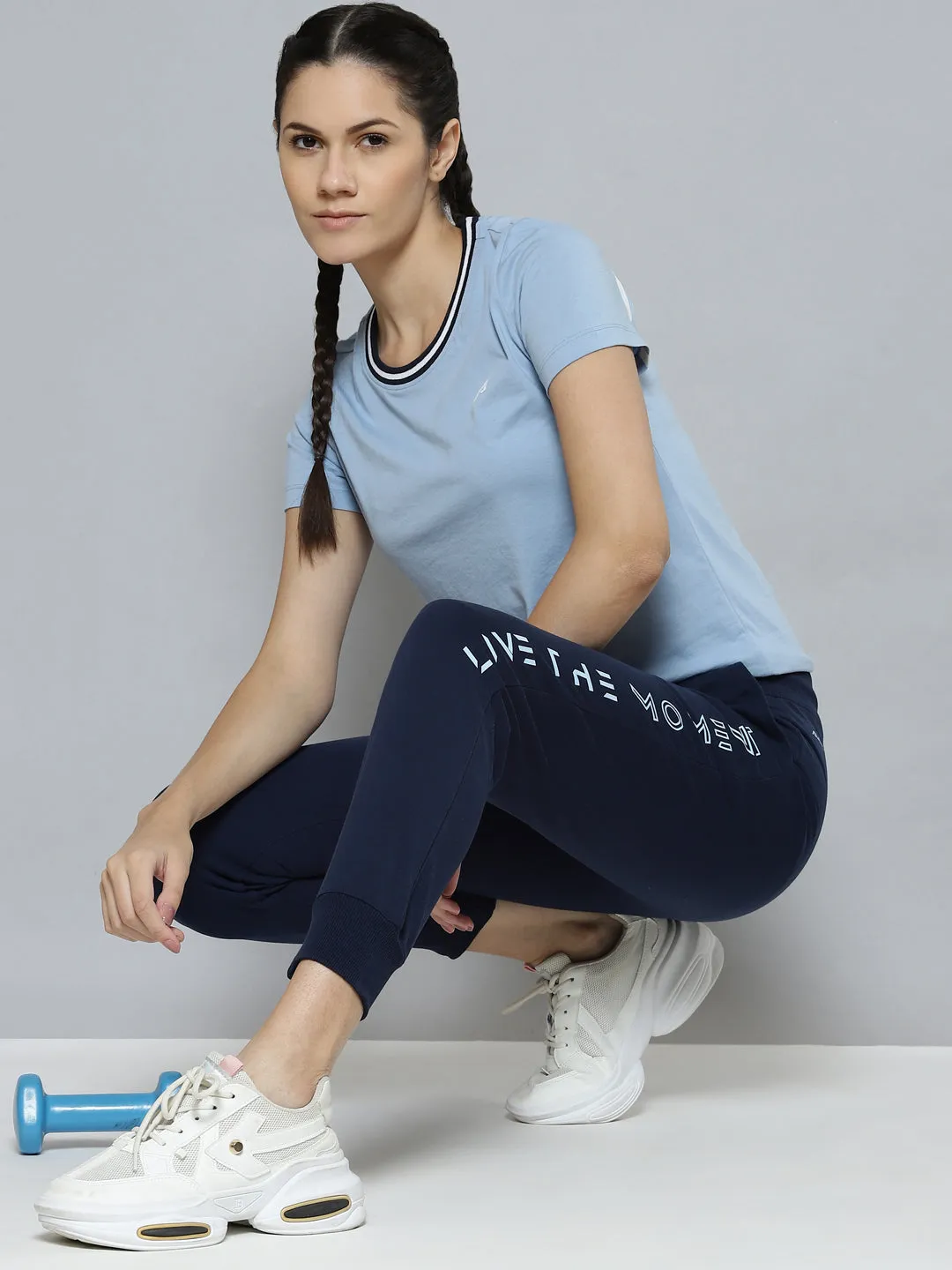 Alcis Women Navy Blue Slim Fit Cropped Running Joggers