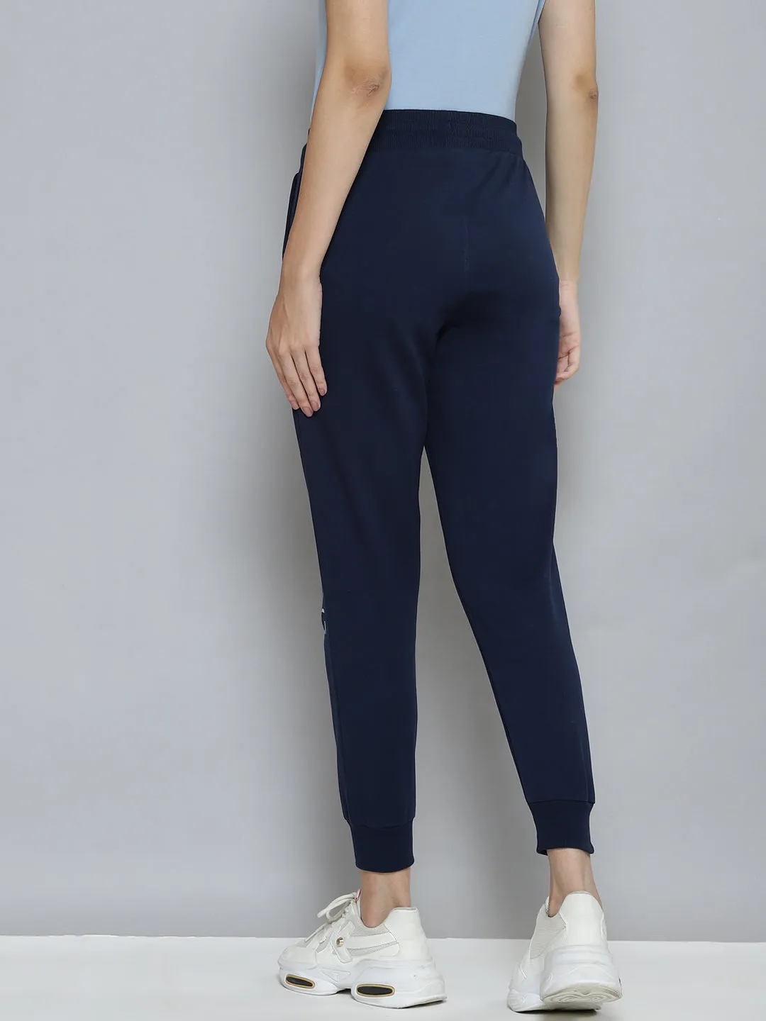 Alcis Women Navy Blue Slim Fit Cropped Running Joggers