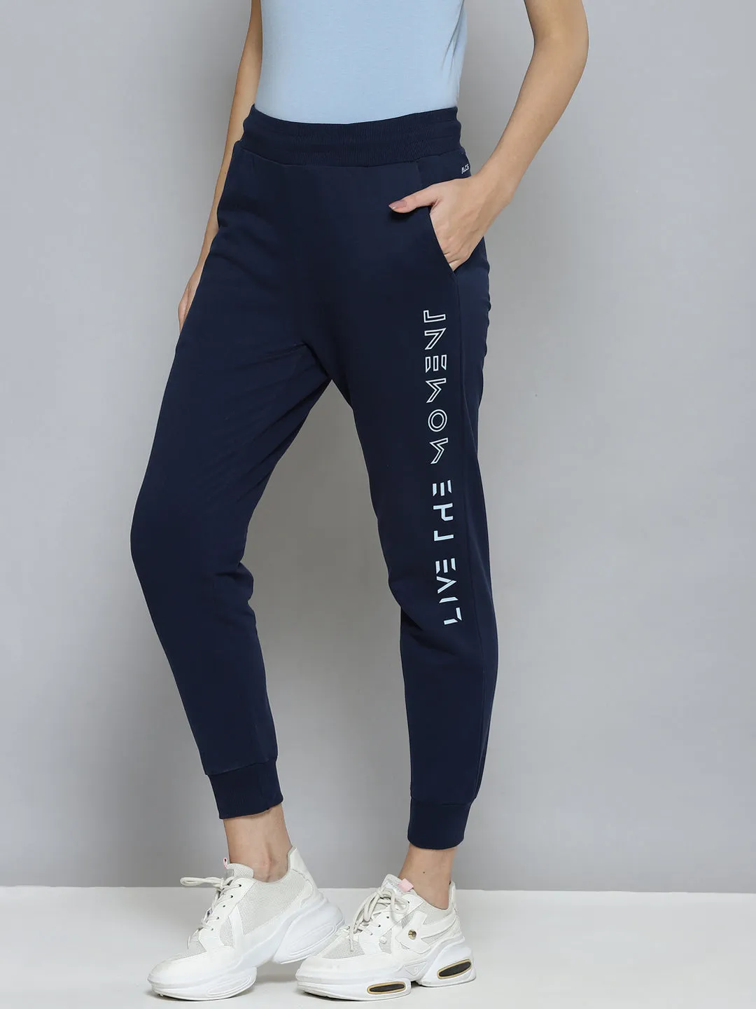 Alcis Women Navy Blue Slim Fit Cropped Running Joggers