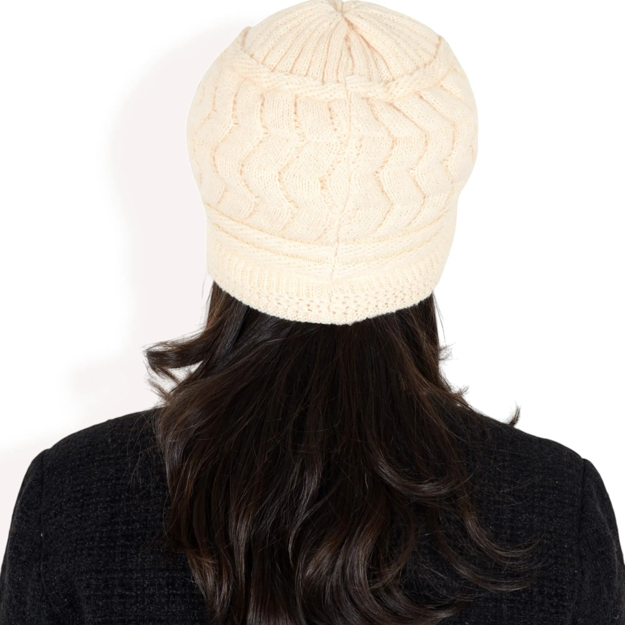 Anna-Kaci Women's Knitted Newsboy Cap with Braided Cable Pattern and Stylish Brim Design