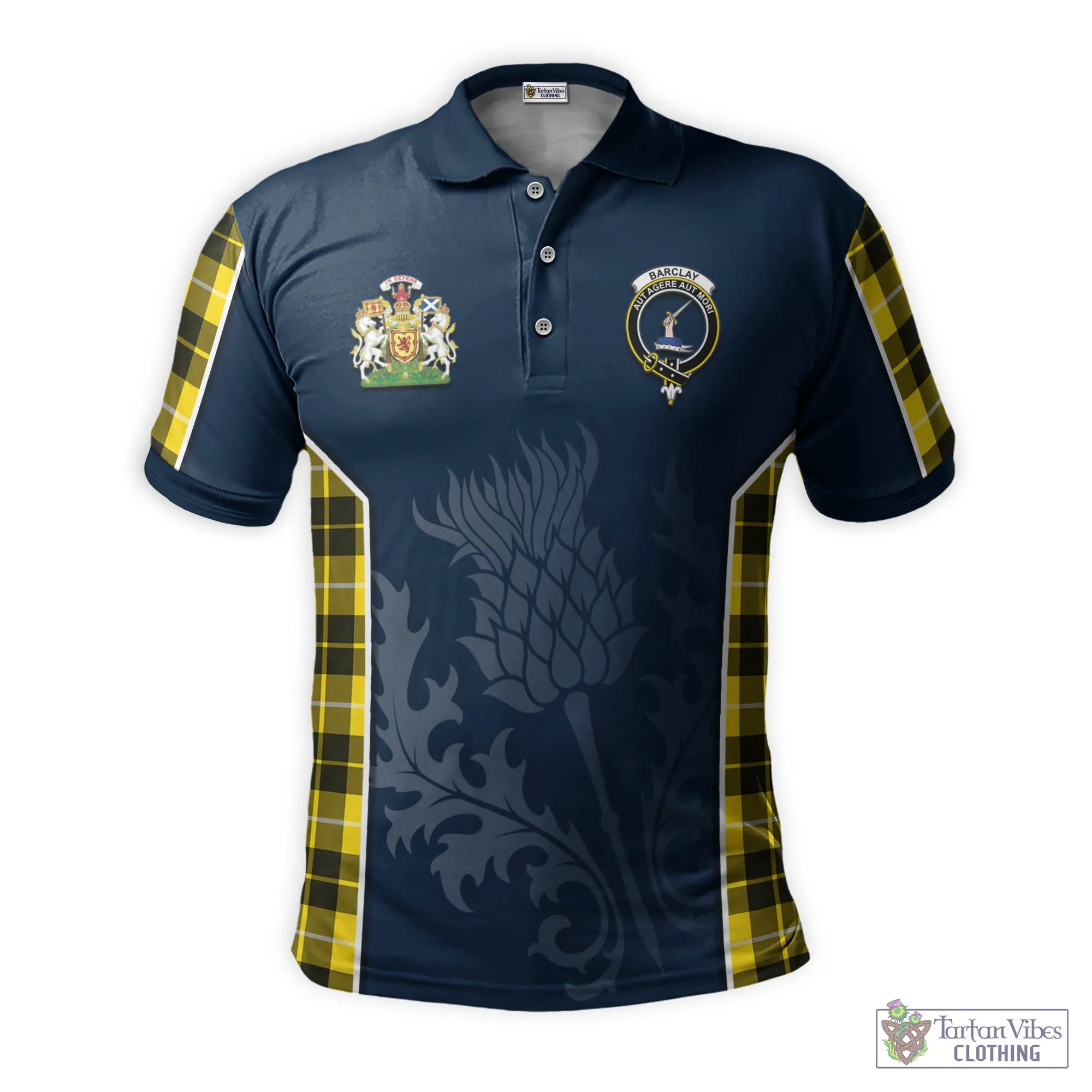 Barclay Dress Modern Tartan Men's Polo Shirt with Family Crest and Scottish Thistle Vibes Sport Style