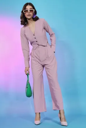 Beautiful Pink Fancy Fabric Self Design Co-Ord Set Collection