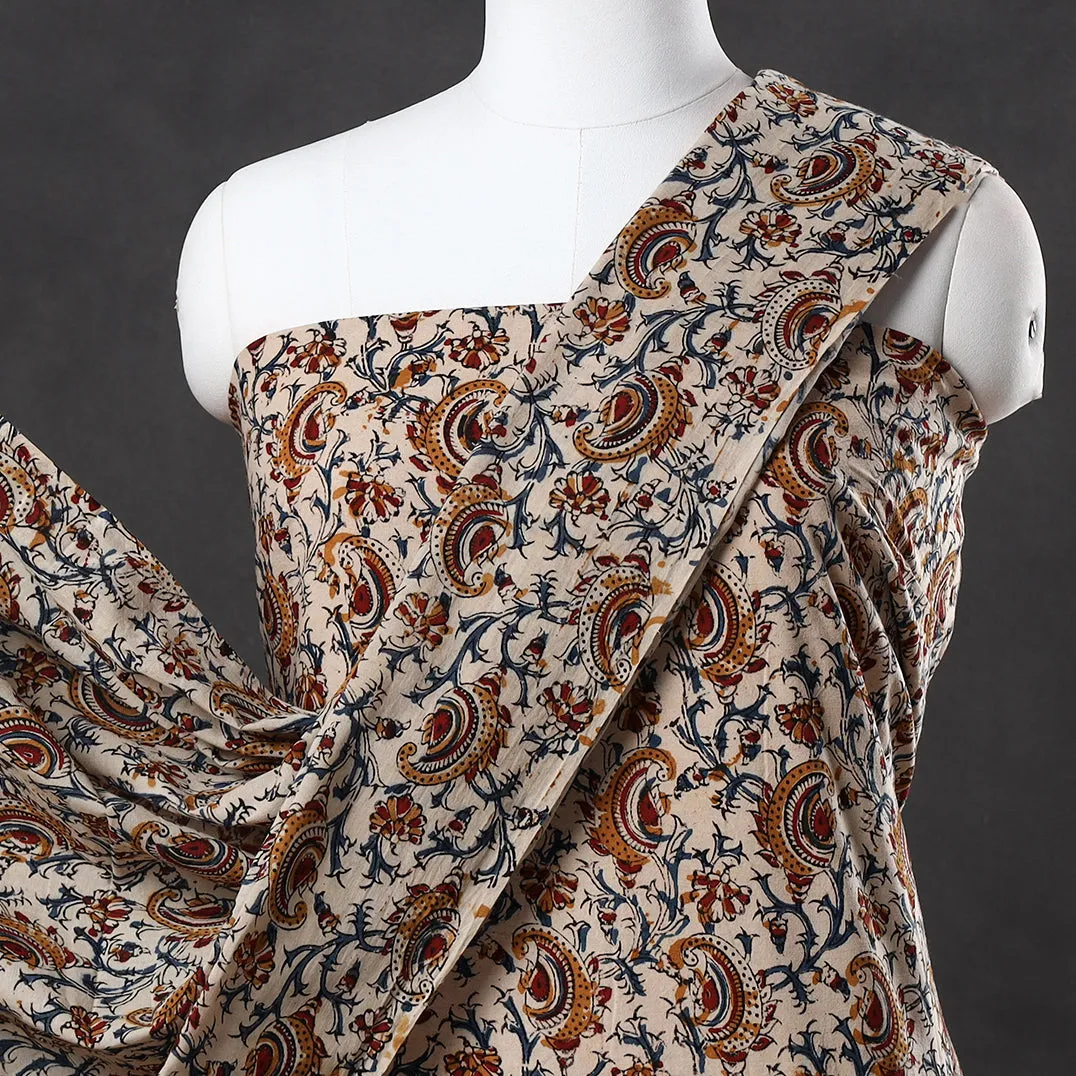 Beige - 2pc Pedana Kalamkari Block Printed Cotton Suit Material Set 121