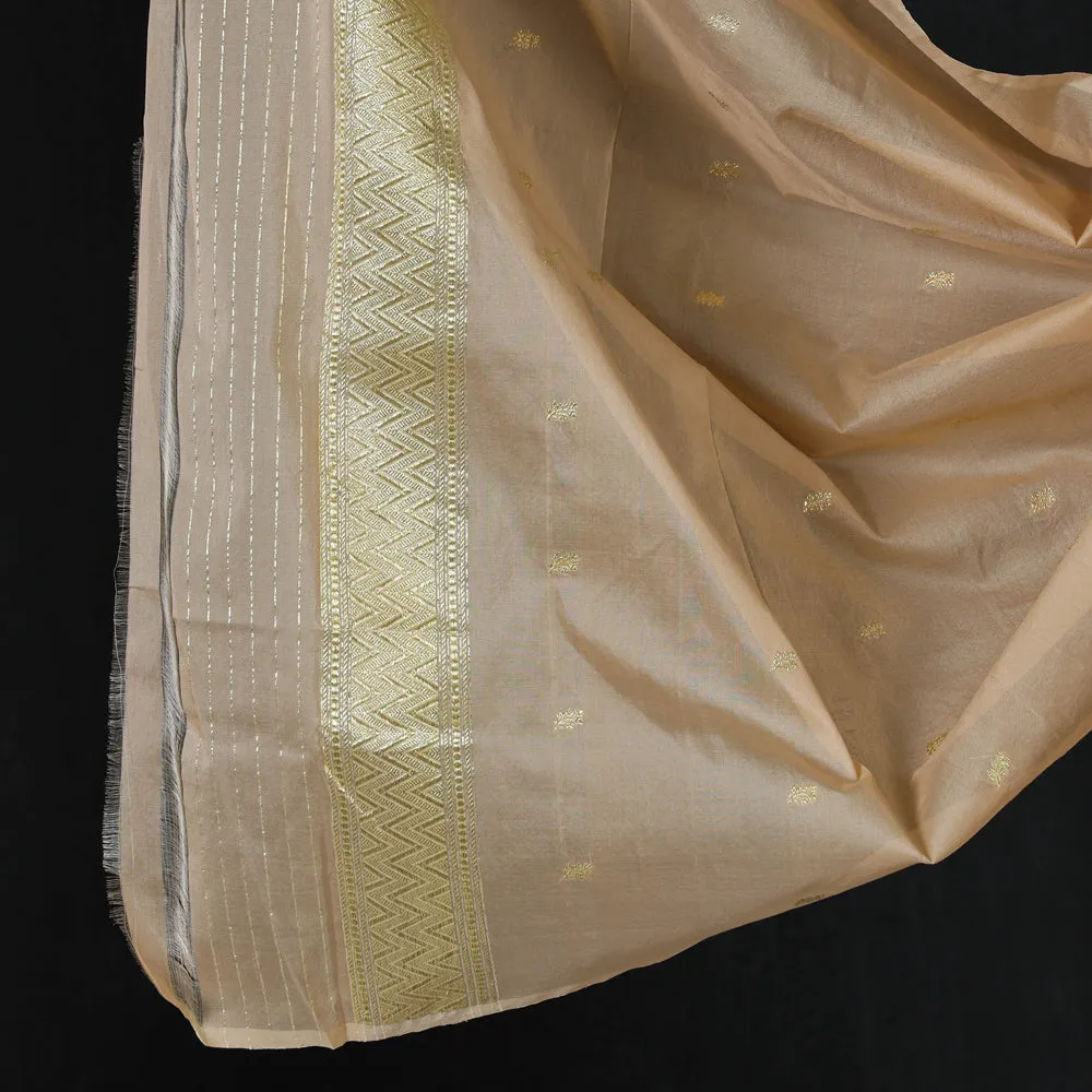Beige - Banarasi Handwoven Pure Katan Silk Kaduwa Zari Buta 3pc Suit Material Set with Georgette Dupatta