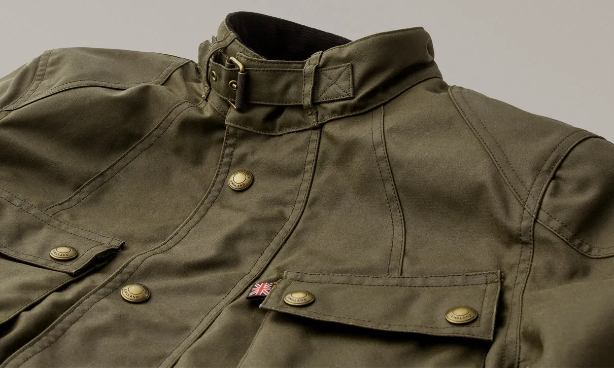 BELSTAFF CROSBY WAXED COTTON MOTORCYCLE JACKET - FOREST GREEN