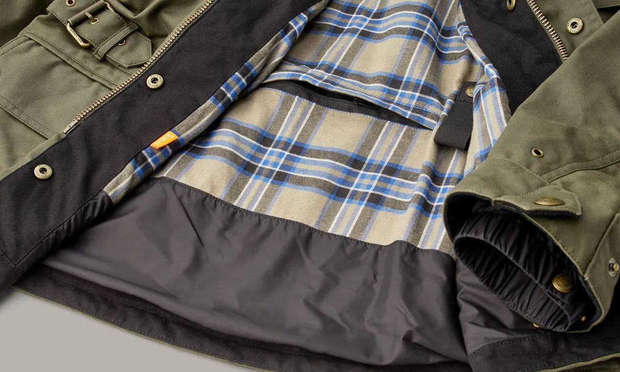 BELSTAFF CROSBY WAXED COTTON MOTORCYCLE JACKET - FOREST GREEN