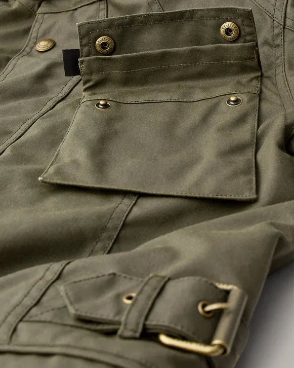 BELSTAFF CROSBY WAXED COTTON MOTORCYCLE JACKET - FOREST GREEN