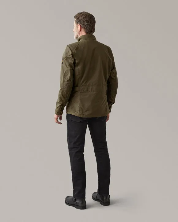 BELSTAFF CROSBY WAXED COTTON MOTORCYCLE JACKET - FOREST GREEN