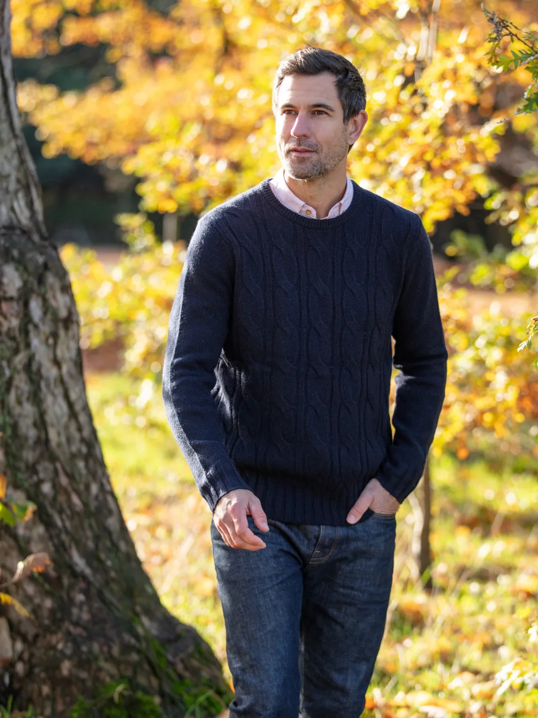 Cable Knit Jumper - Navy