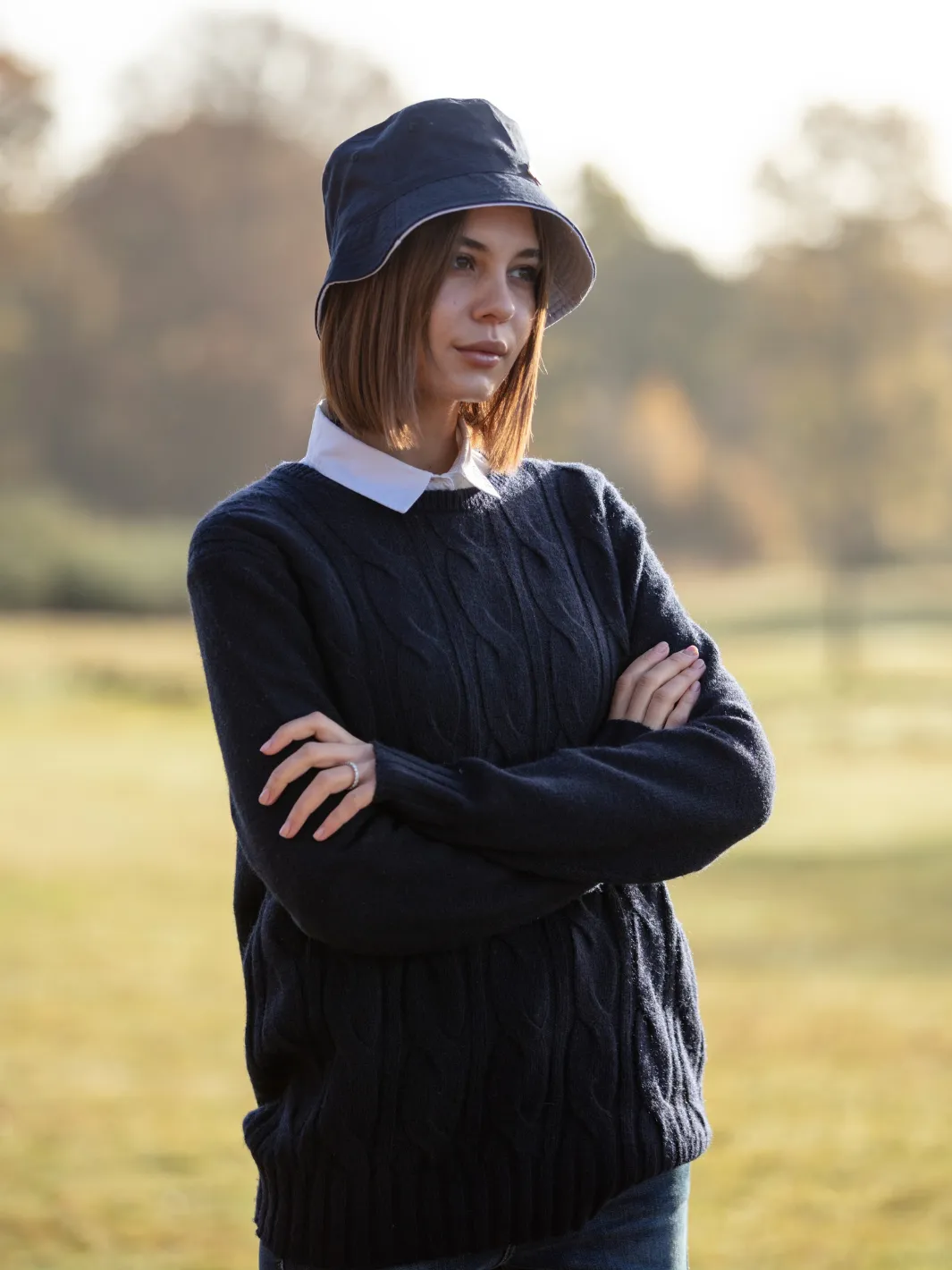Cable Knit Jumper - Navy