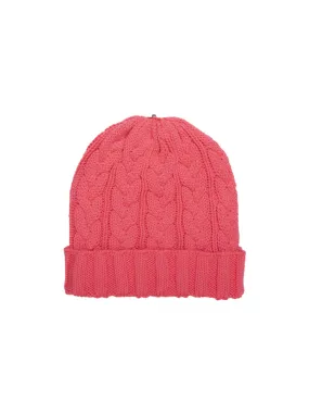 Charlie Cable Knit Hat - Neon Coral