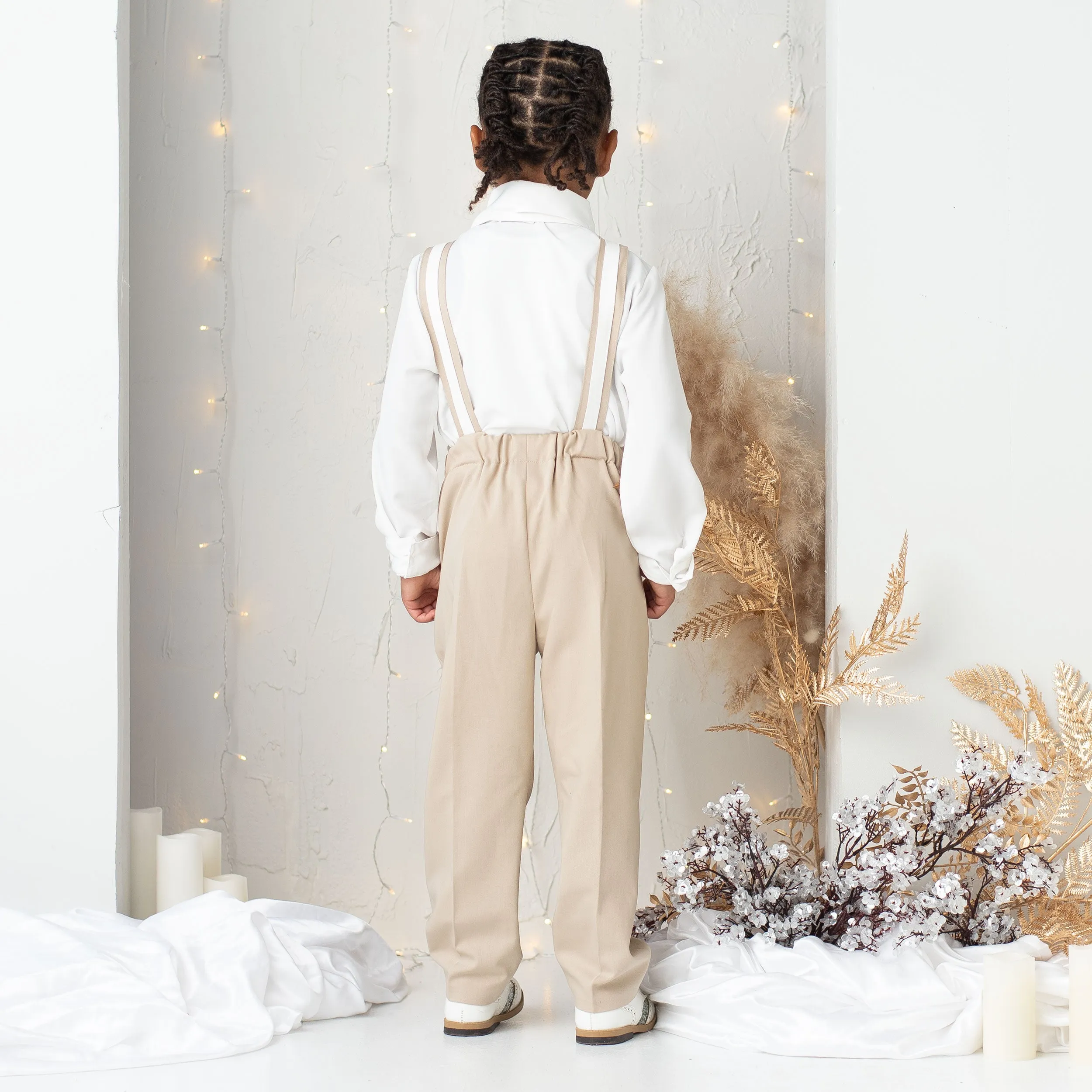 Christiano Suspenders Set (Beige & White)