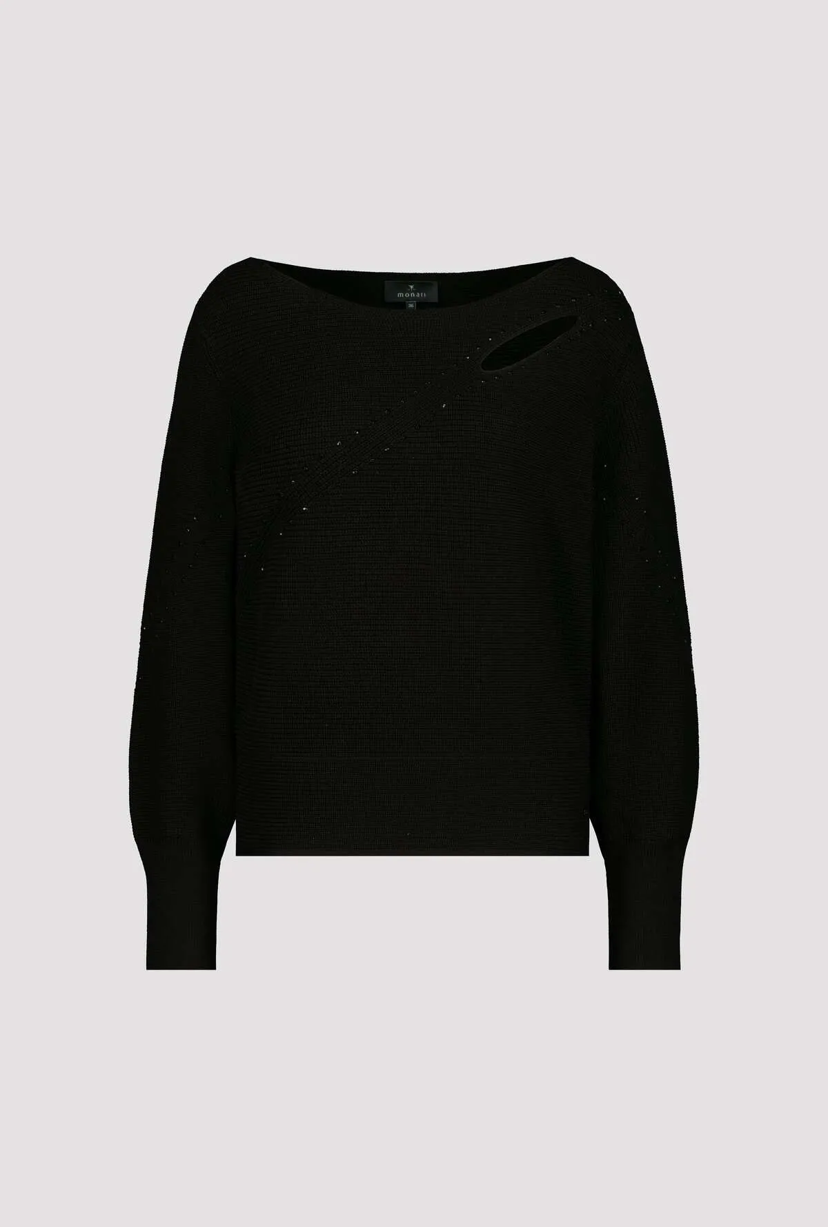 Cut-Out Jumper with Bling 807602MNR in Black by Monari