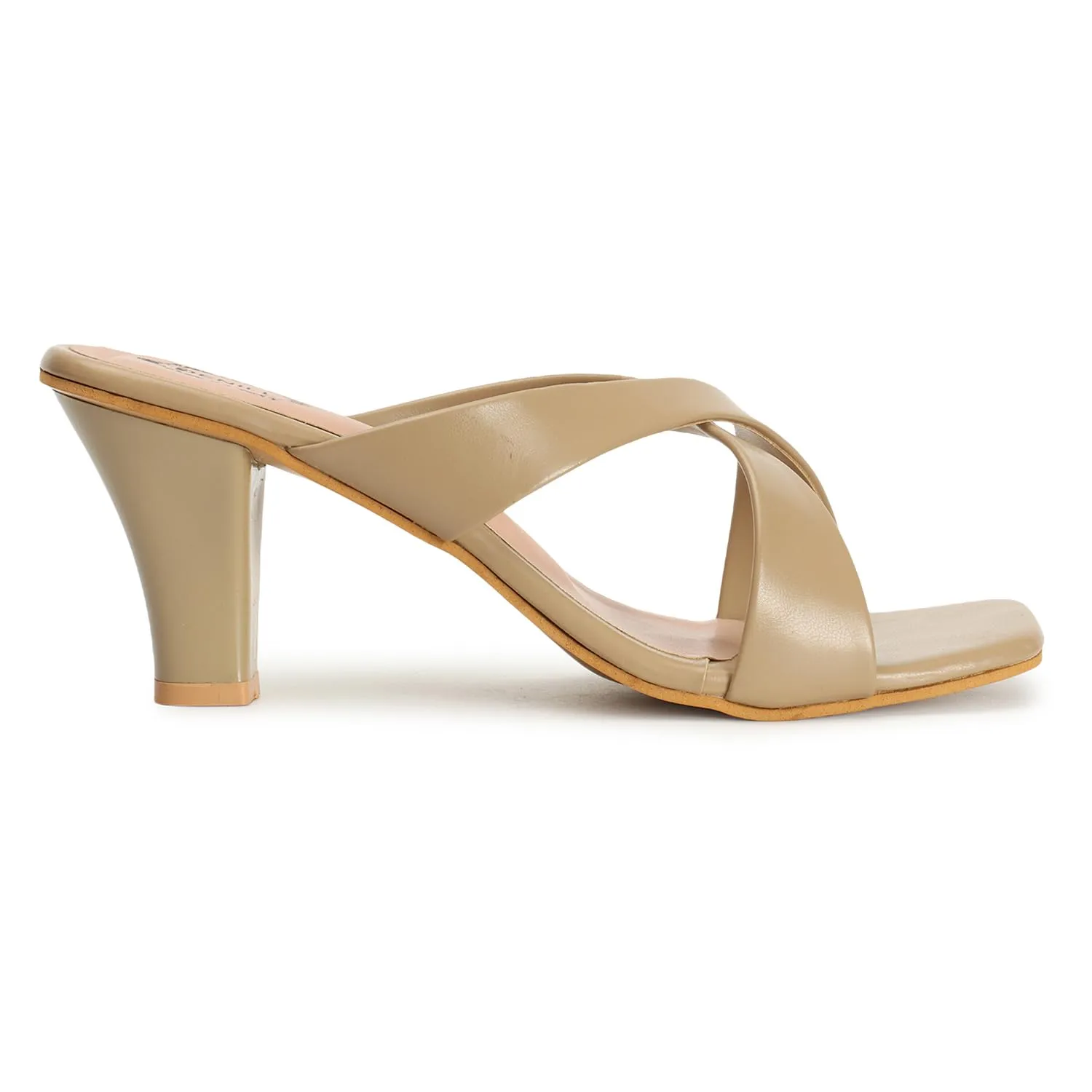Denill Women Cross Strap Cone Heels (Beige) UK- 6
