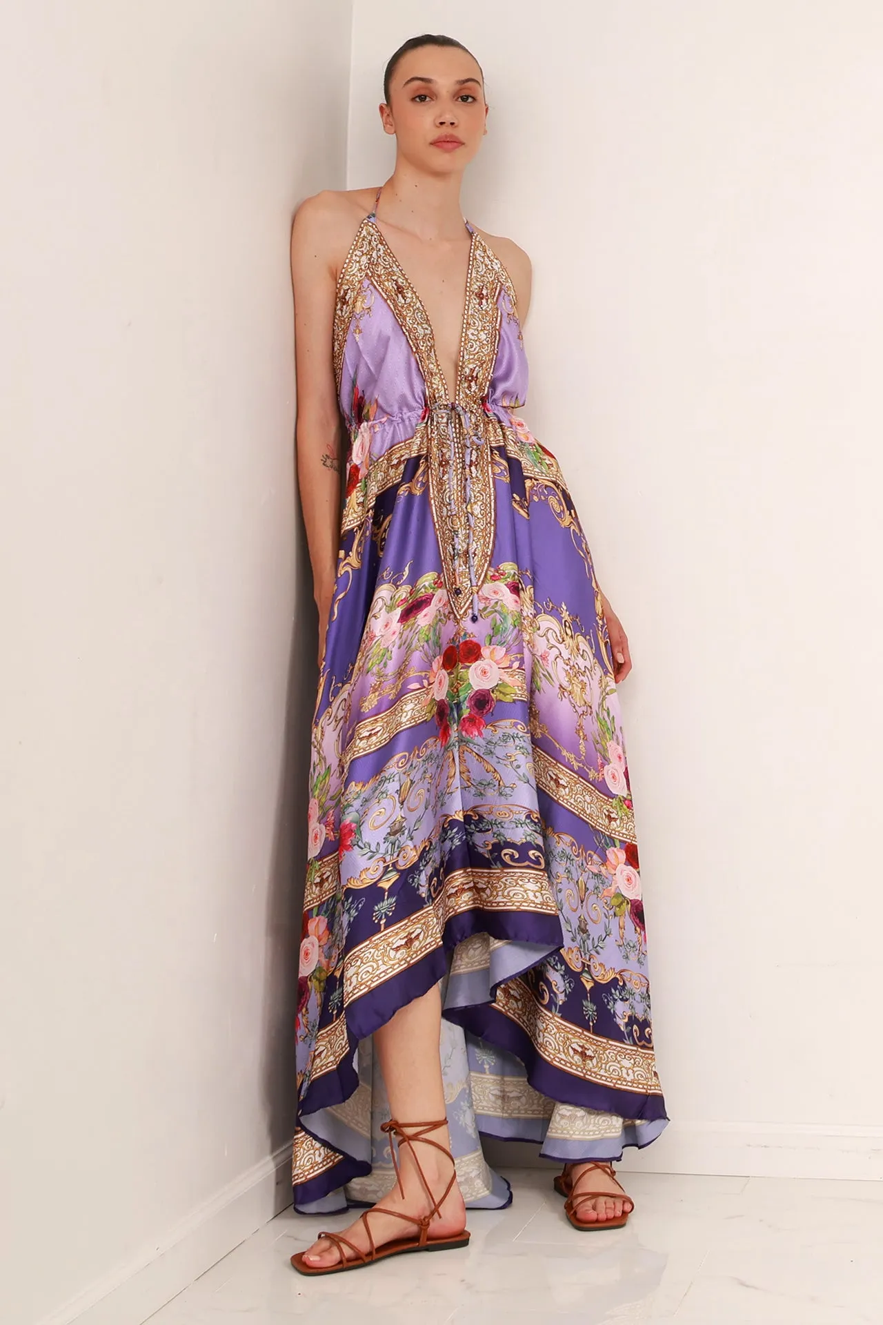 Digital Lavender Floor Length Dress