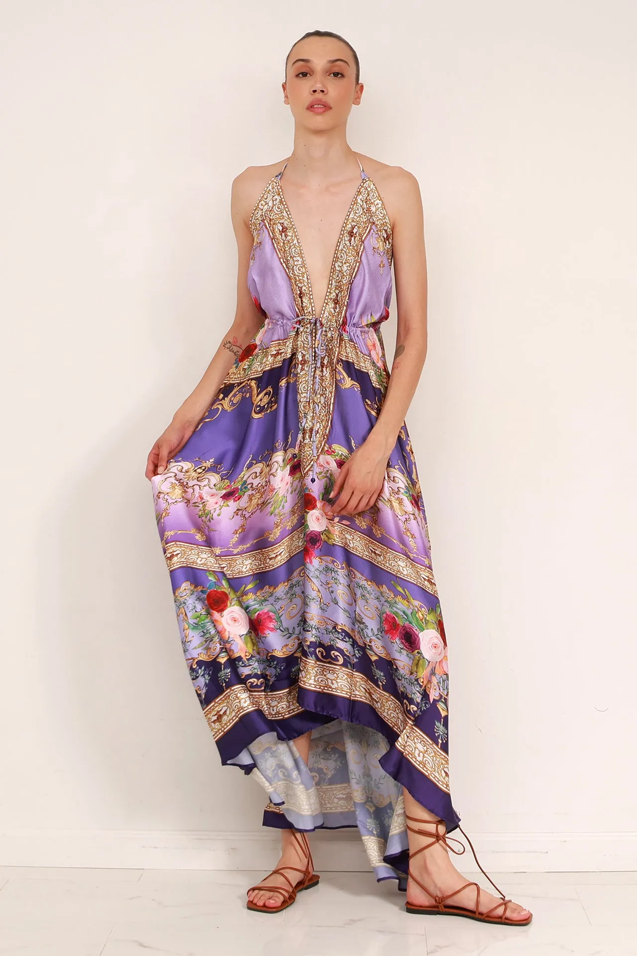 Digital Lavender Floor Length Dress