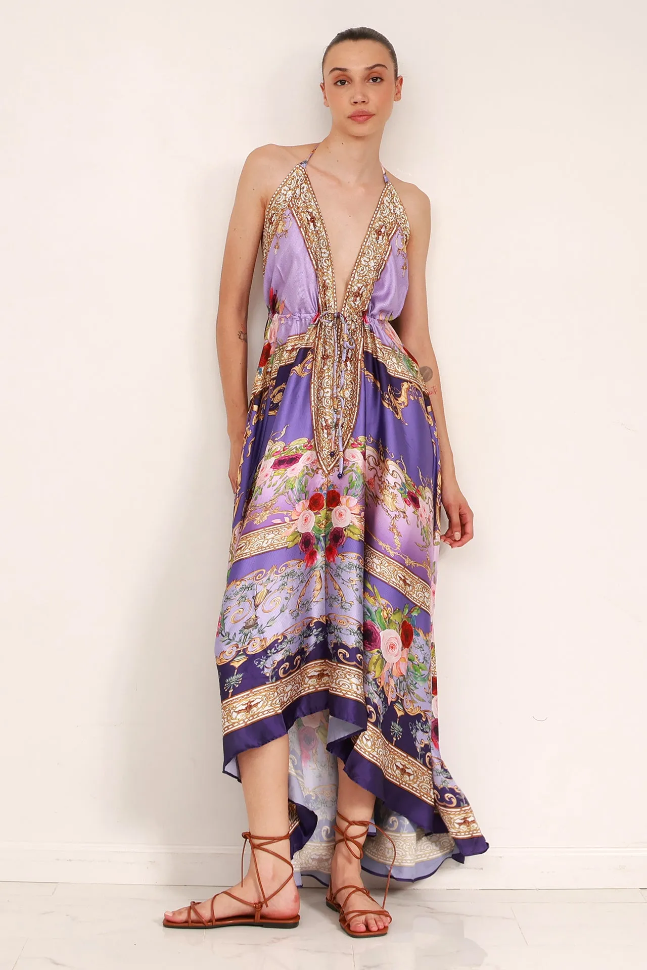 Digital Lavender Floor Length Dress