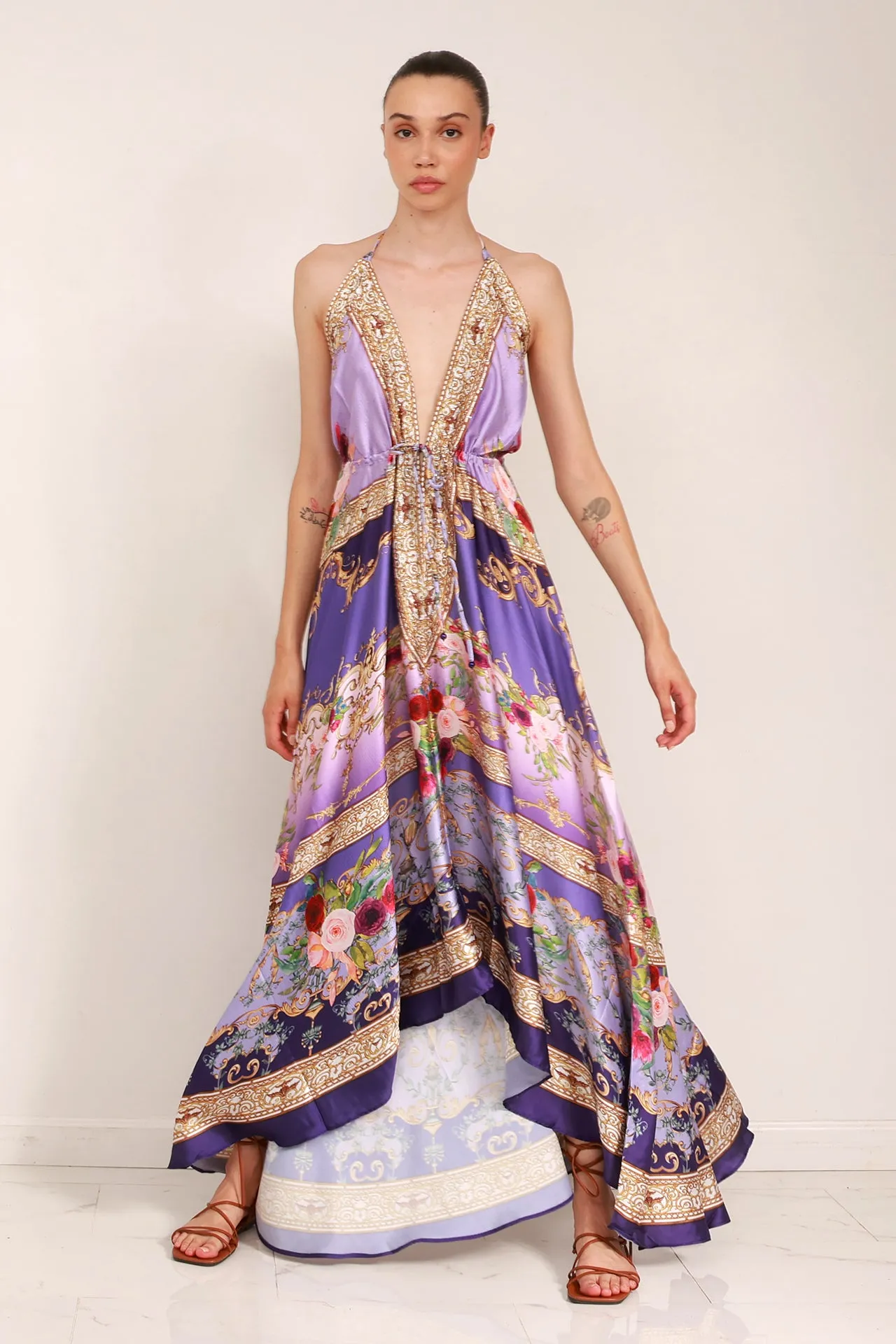 Digital Lavender Floor Length Dress