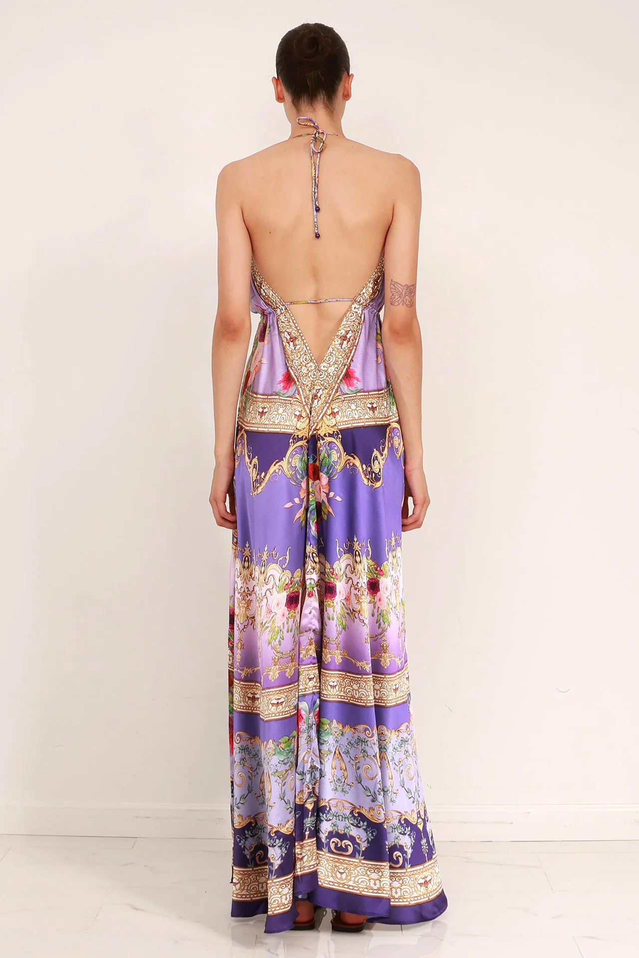 Digital Lavender Floor Length Dress