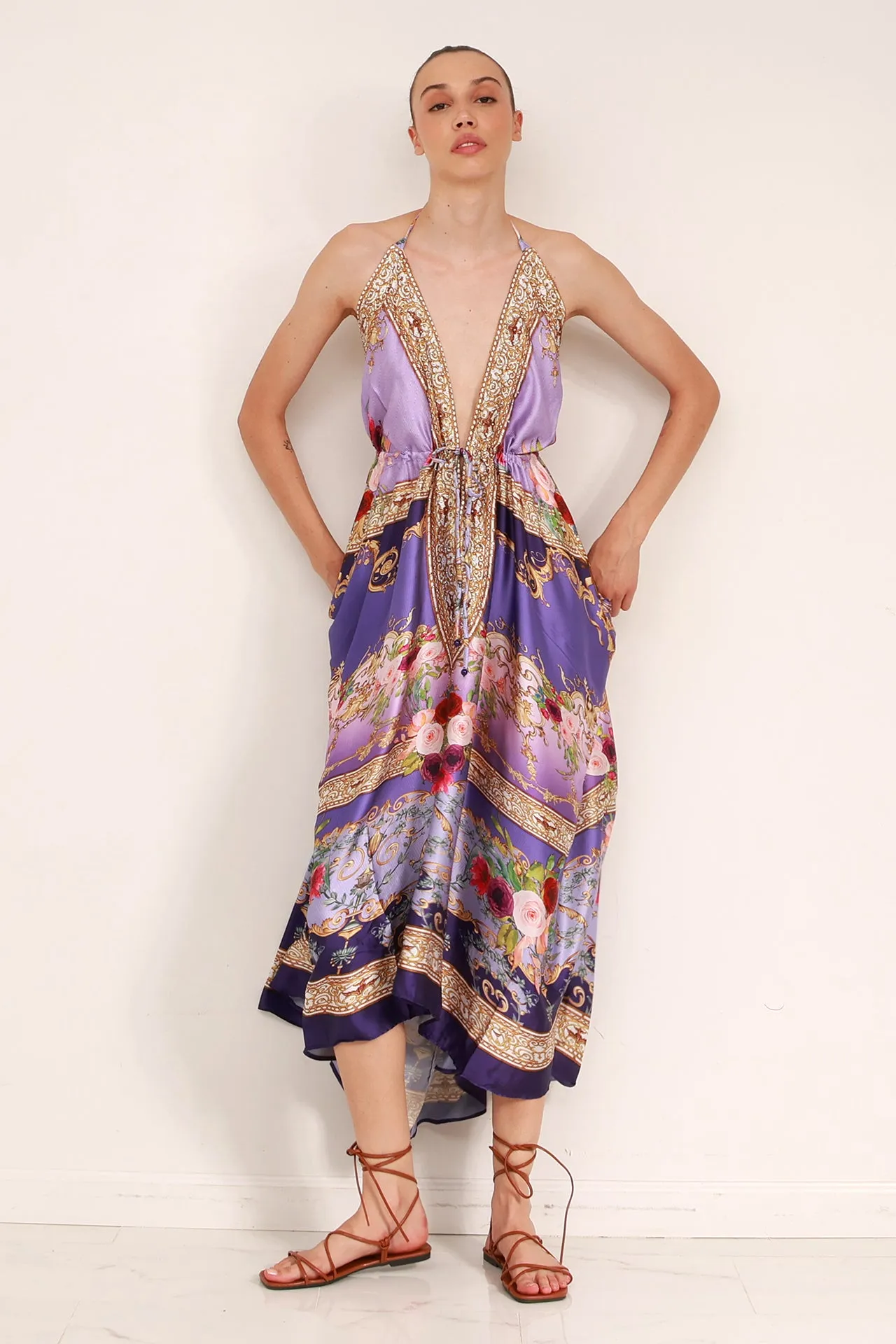 Digital Lavender Floor Length Dress