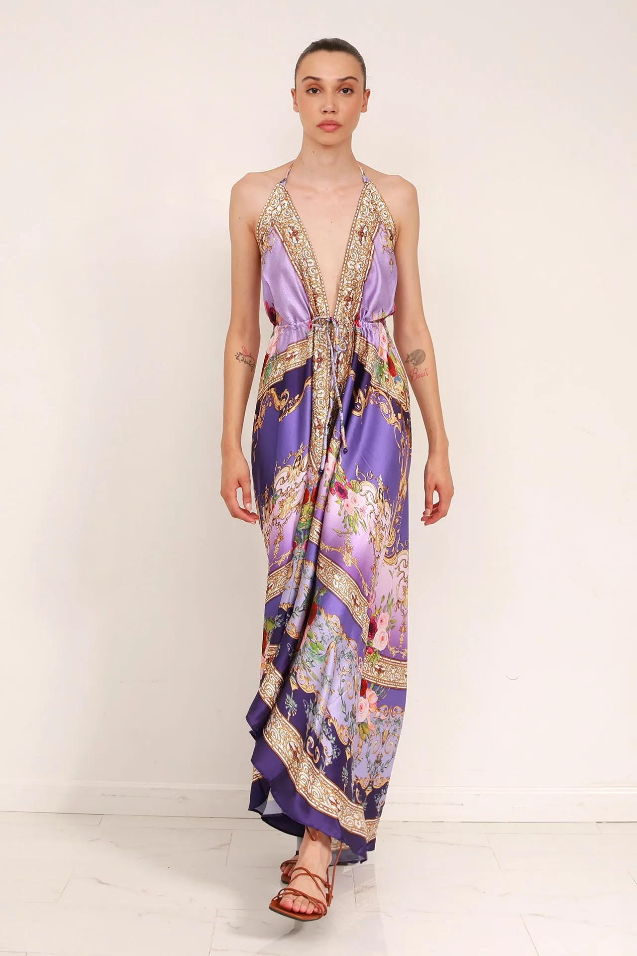 Digital Lavender Floor Length Dress