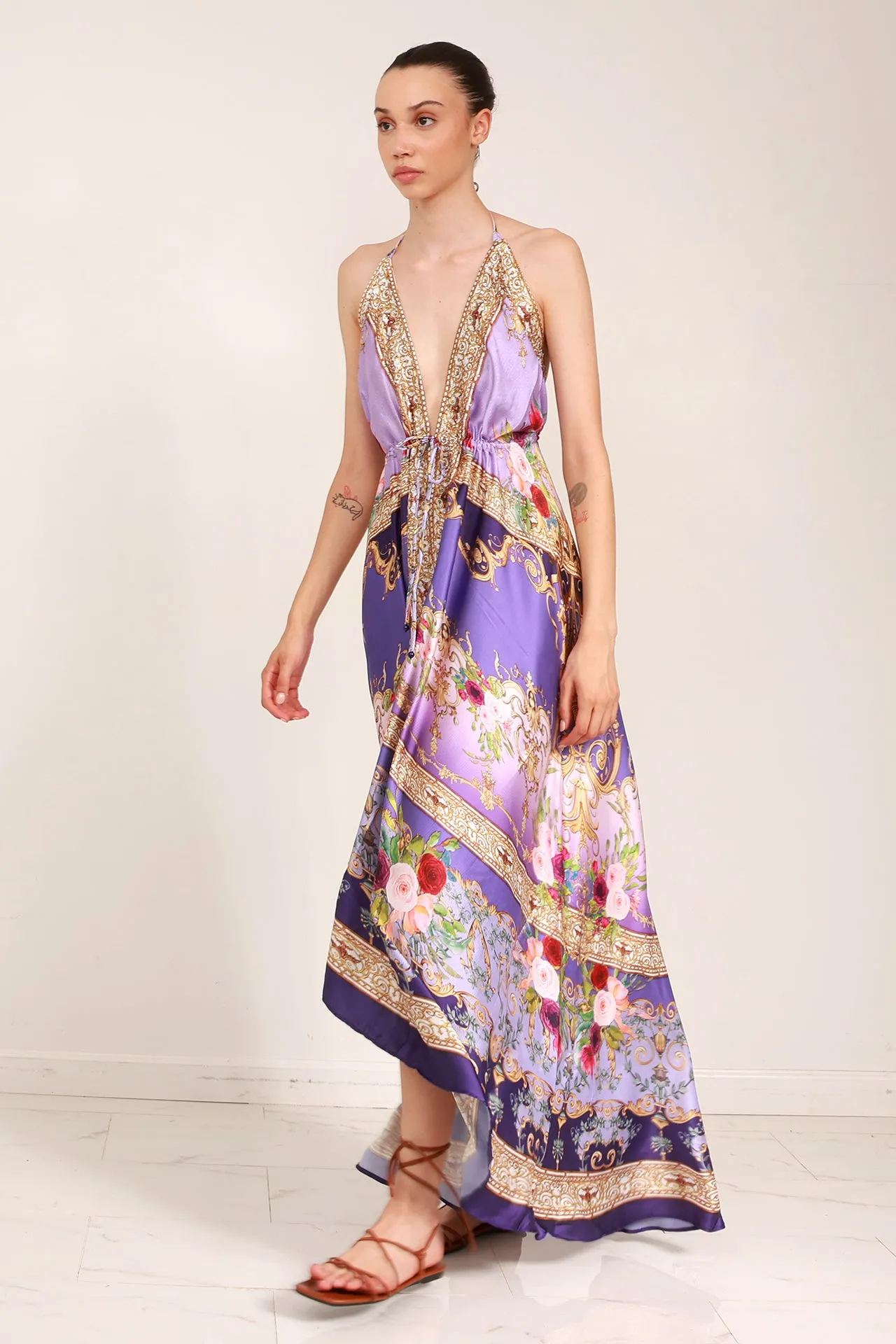 Digital Lavender Floor Length Dress