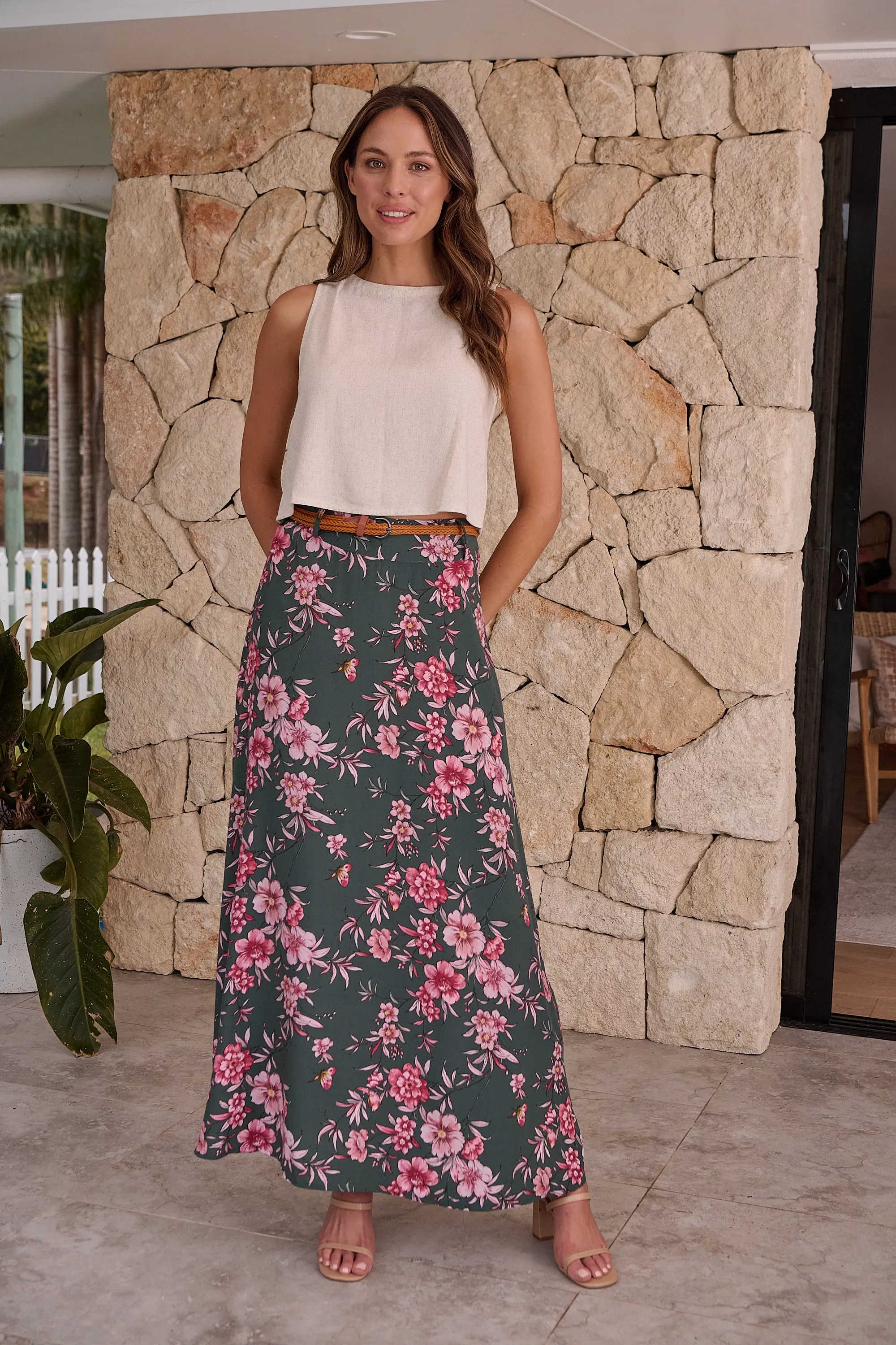 Esperance Green/Pink Floral Skirt