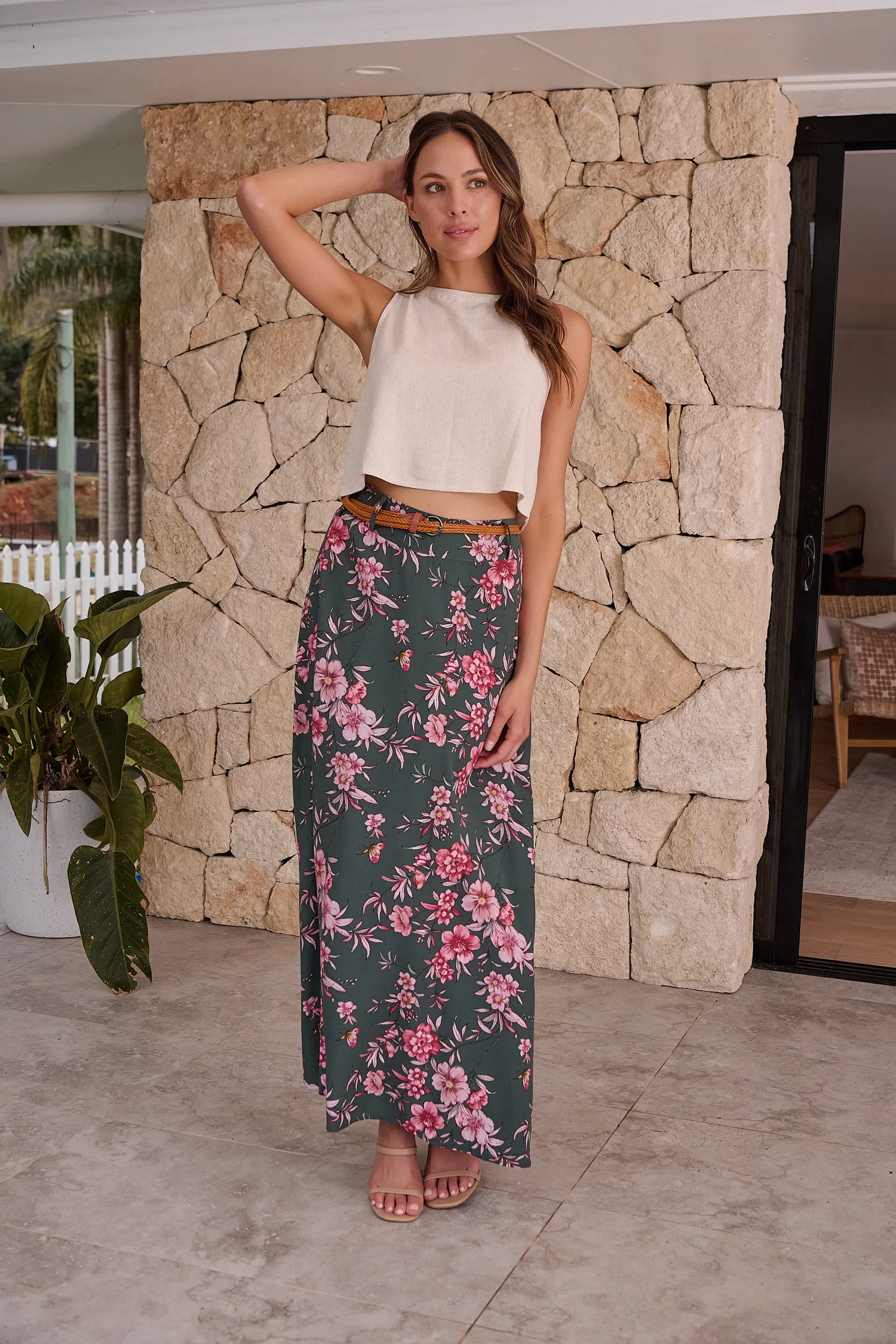 Esperance Green/Pink Floral Skirt