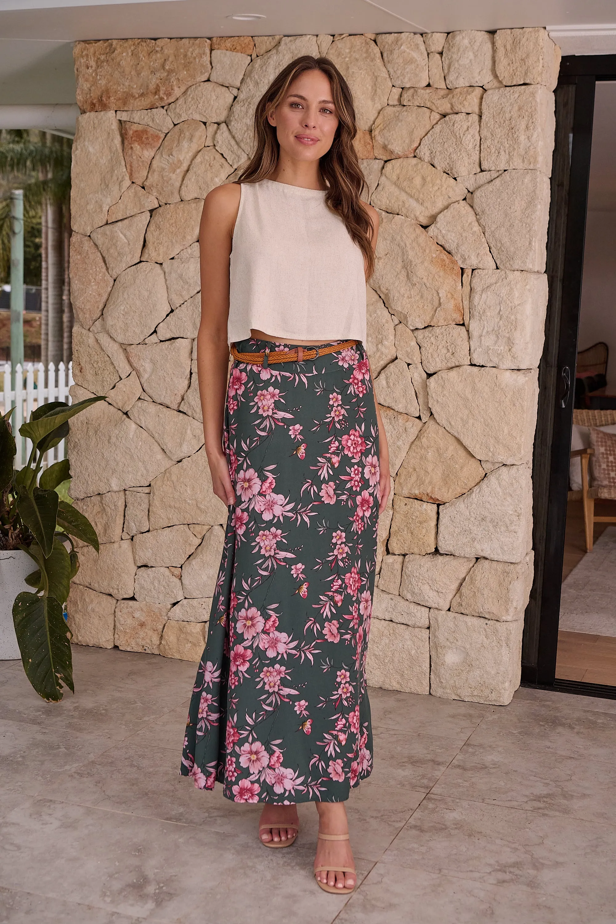 Esperance Green/Pink Floral Skirt