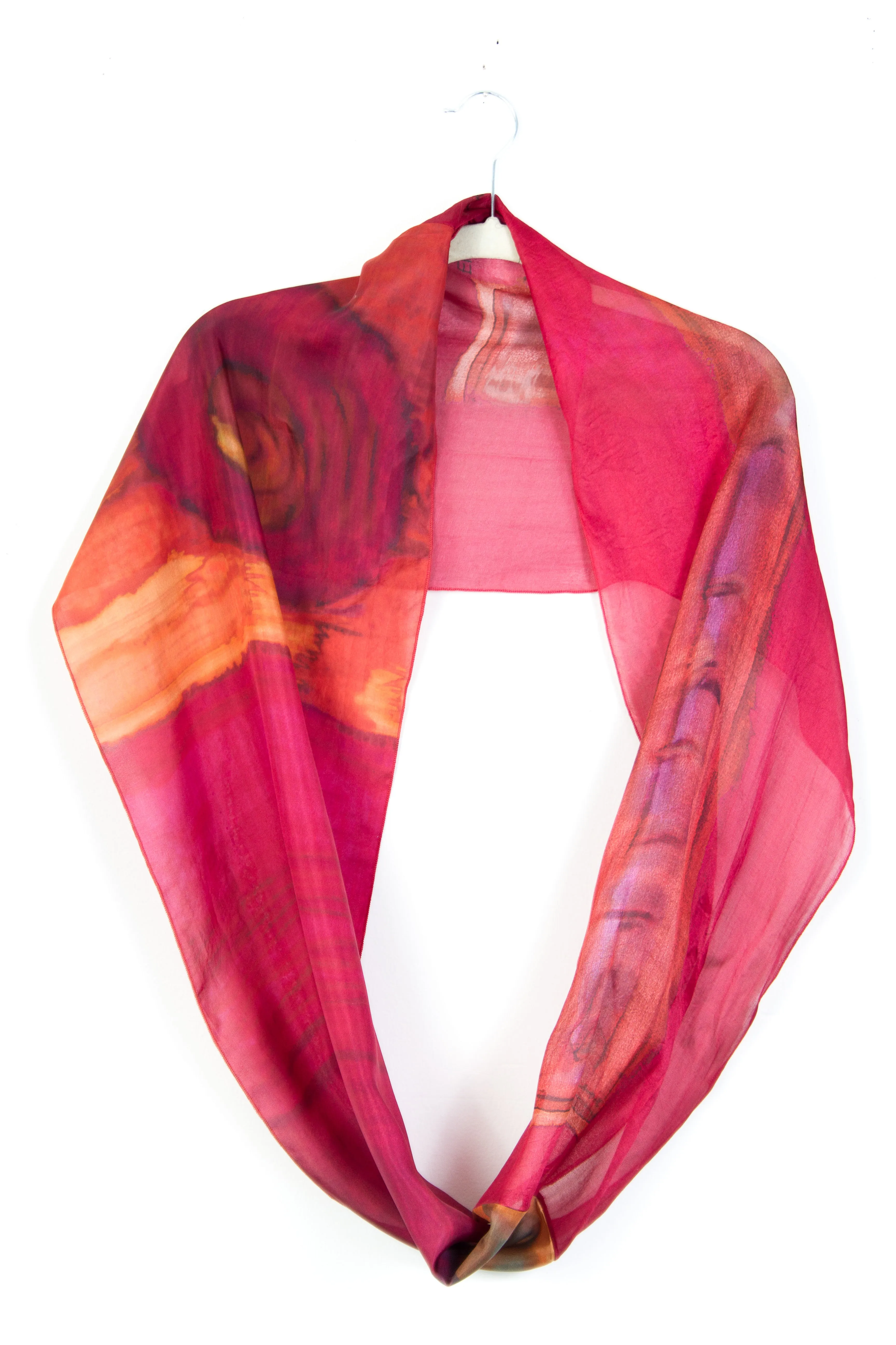 Ethereal Mixed Silk Infinity Scarf: Pinkberry