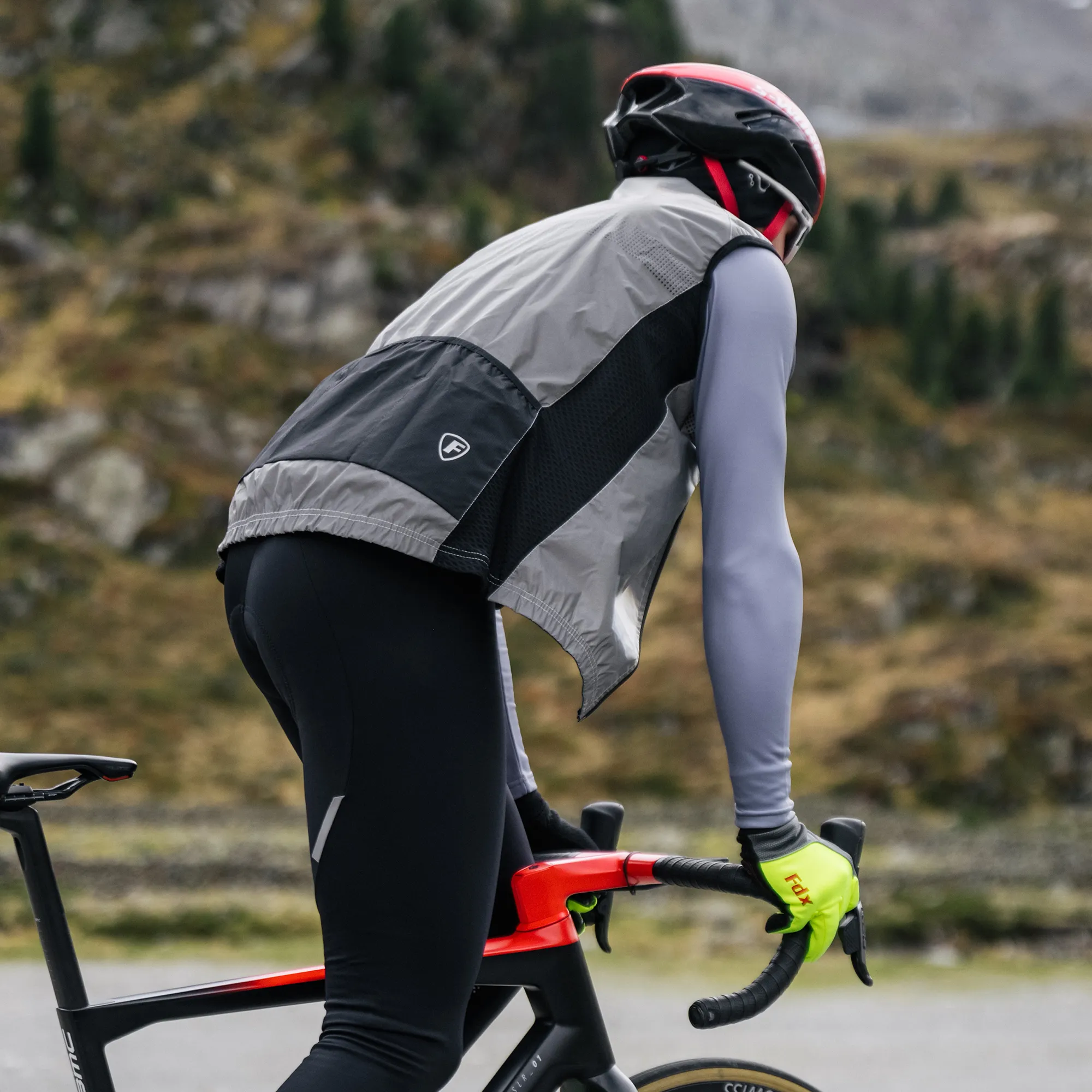 Fdx 360 Hi-Vis Reflective Grey Men's Gilet for Cycling & Running