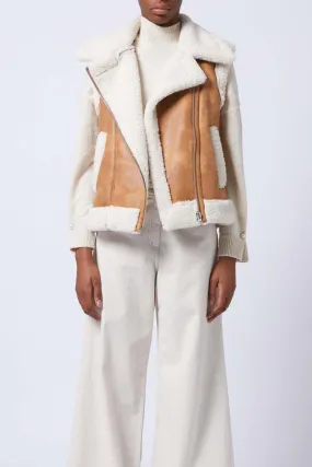 French Connection Camry Suedette Gillet in Tan