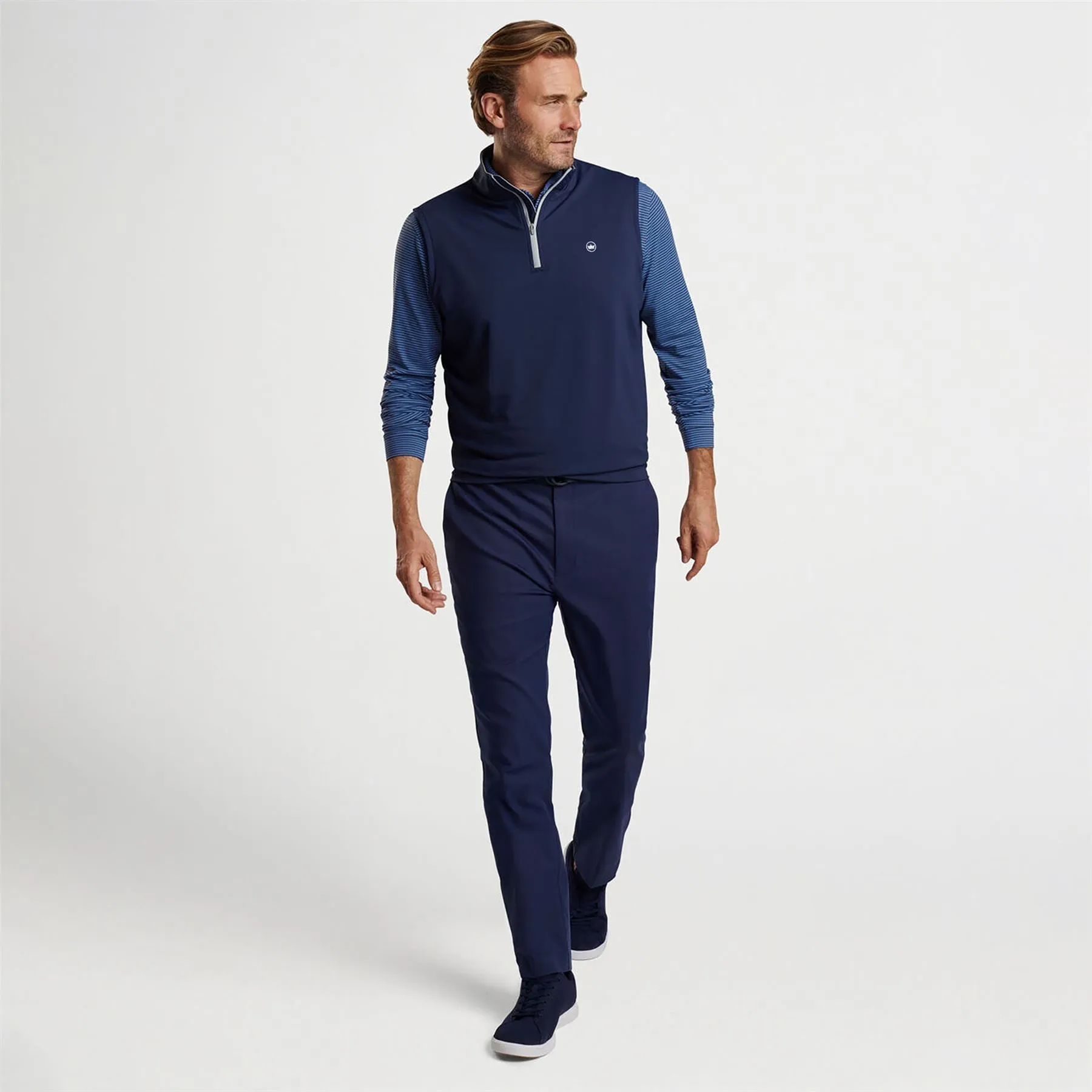 Galway Stretch Loop Ty Quarter Zip Vest Navy - 2024