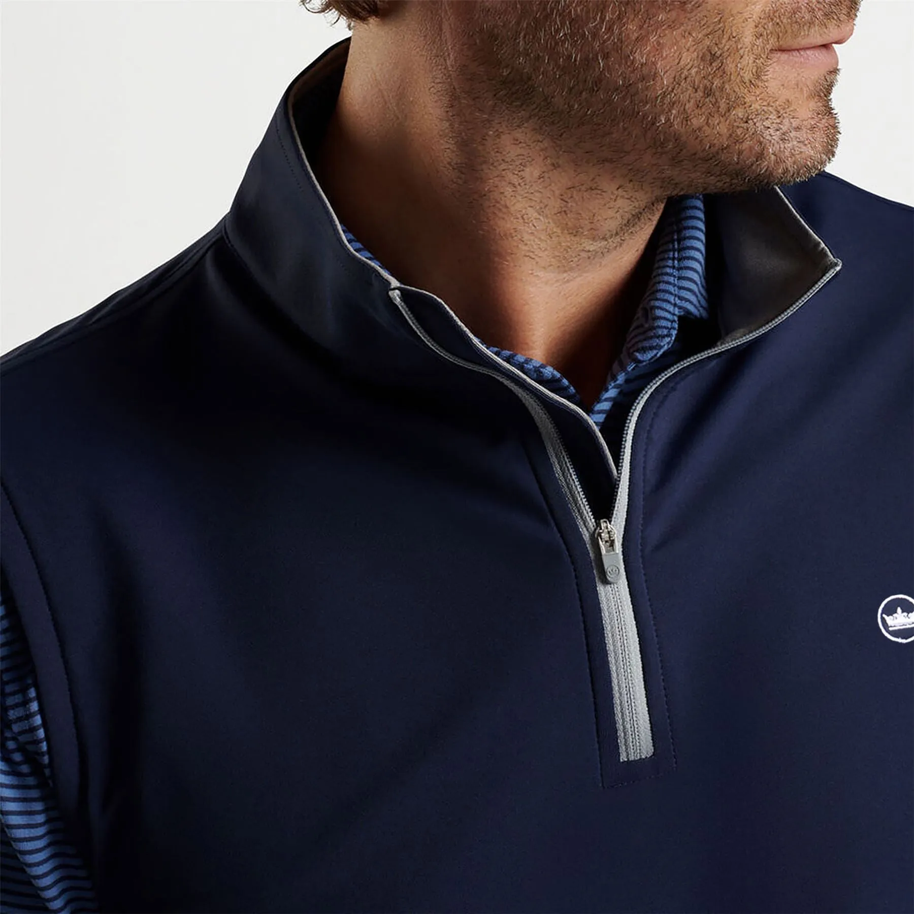 Galway Stretch Loop Ty Quarter Zip Vest Navy - 2024