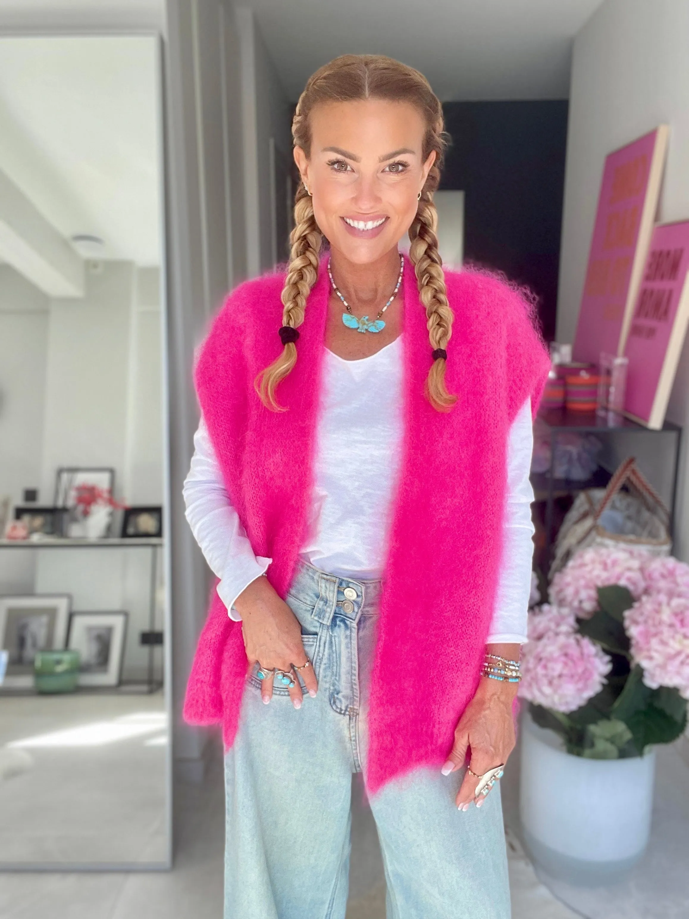 Gilet Angel rose fushia fluo court🌸