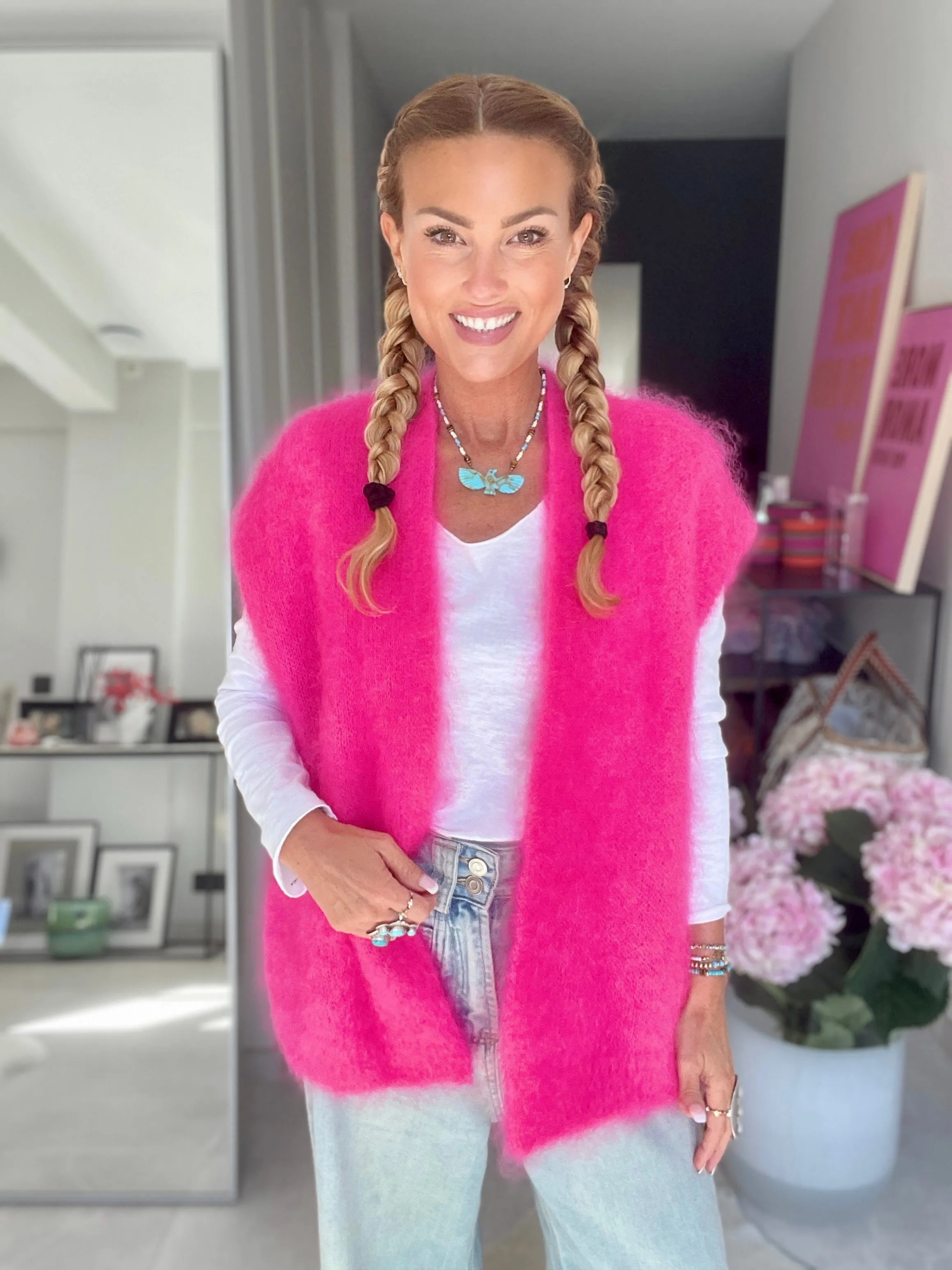 Gilet Angel rose fushia fluo court🌸
