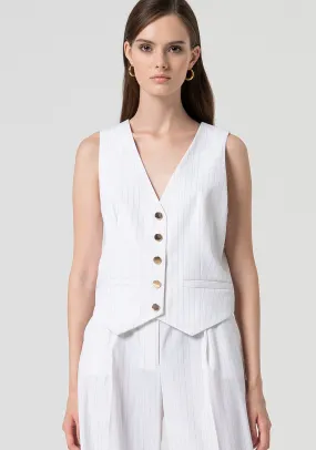 Gilet regular fit with pinstriped fabric and wool