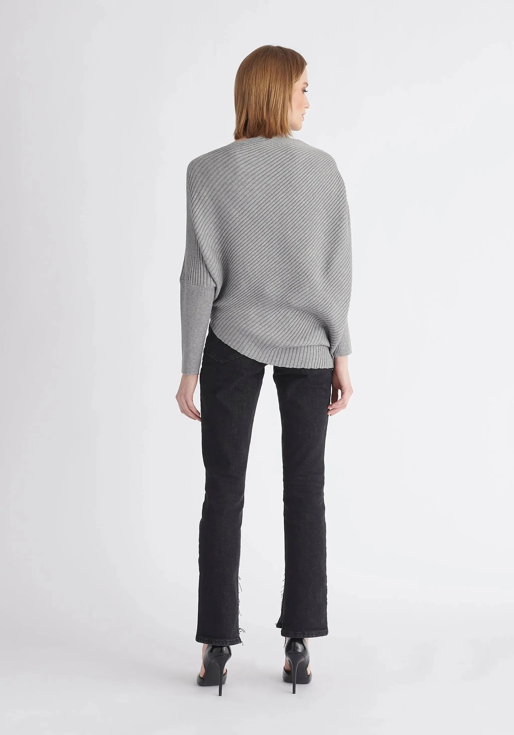 Grey Draped Knitted Jumper