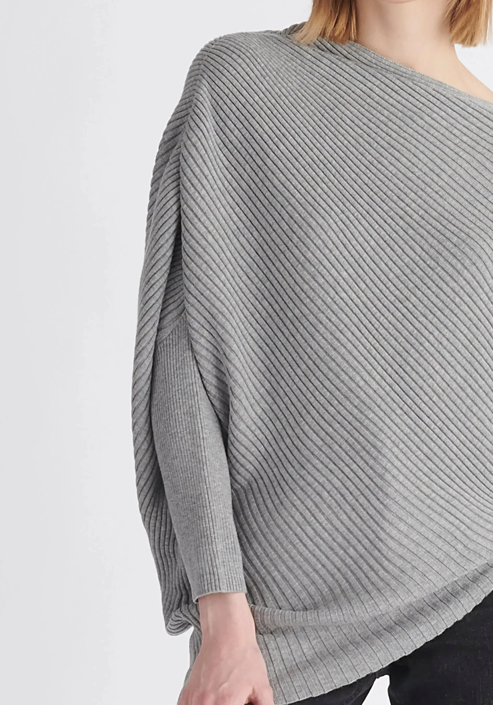 Grey Draped Knitted Jumper