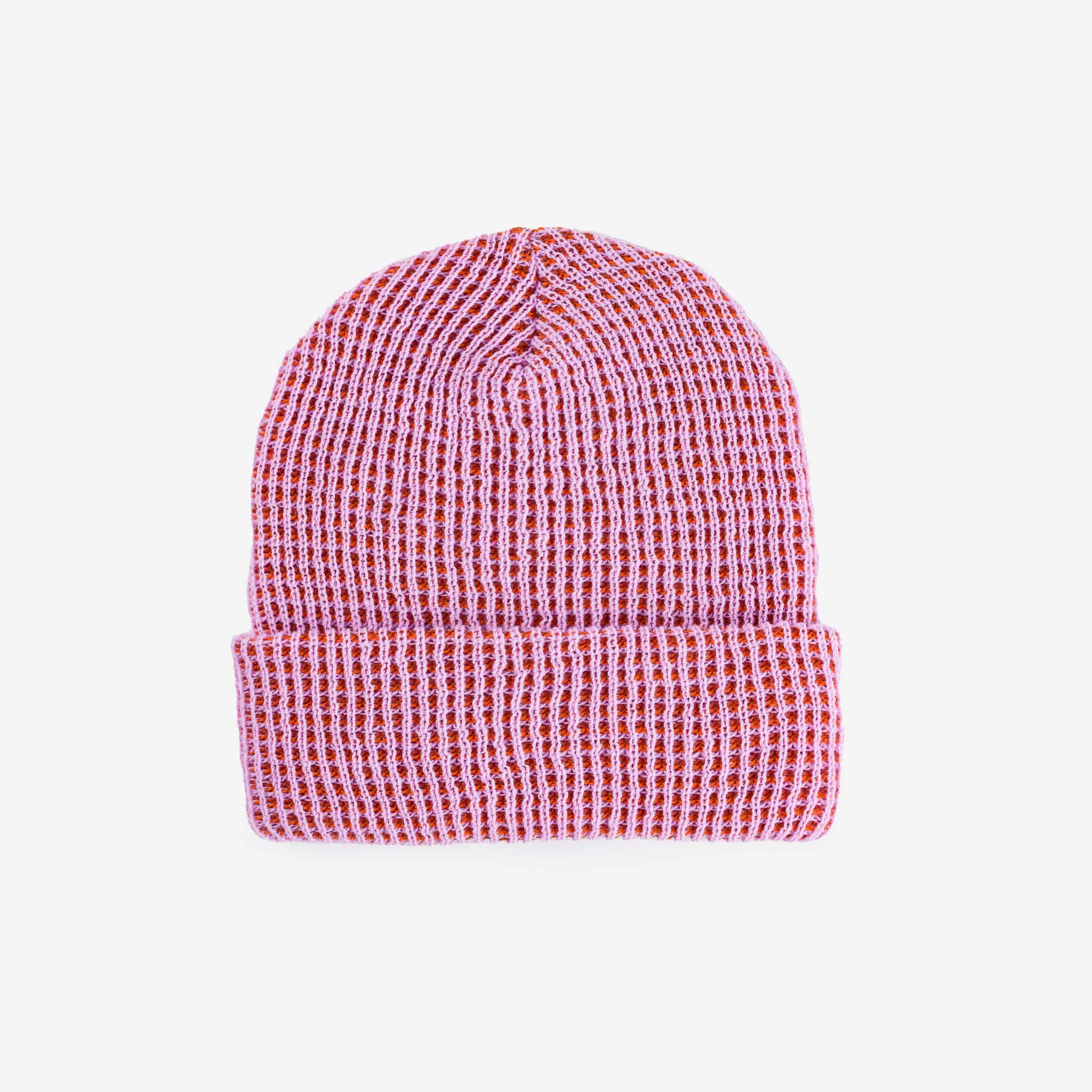Grid Knit Beanie - Wine Red