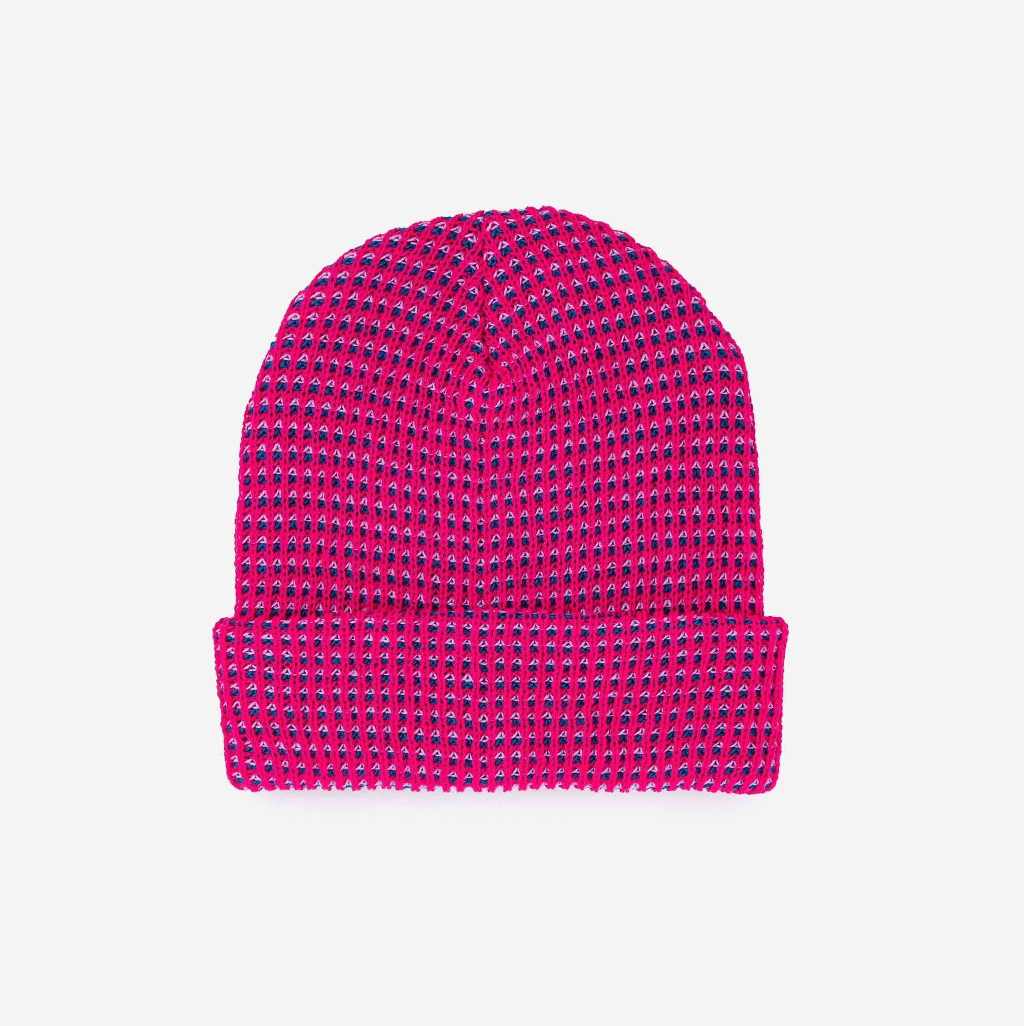Grid Knit Beanie - Wine Red