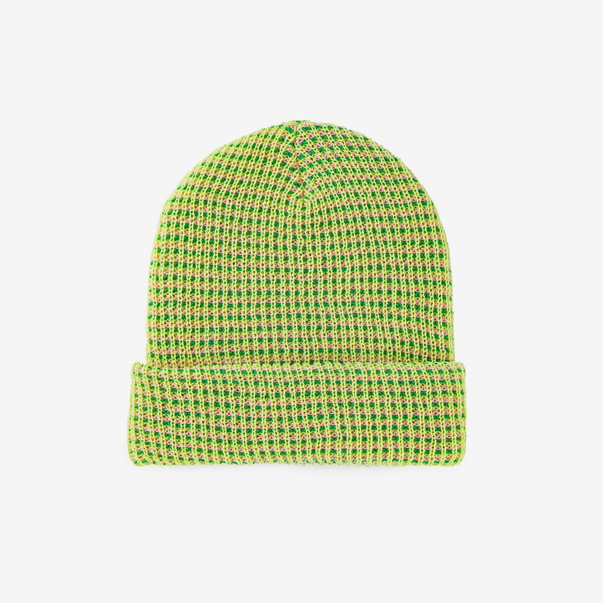 Grid Knit Beanie - Wine Red
