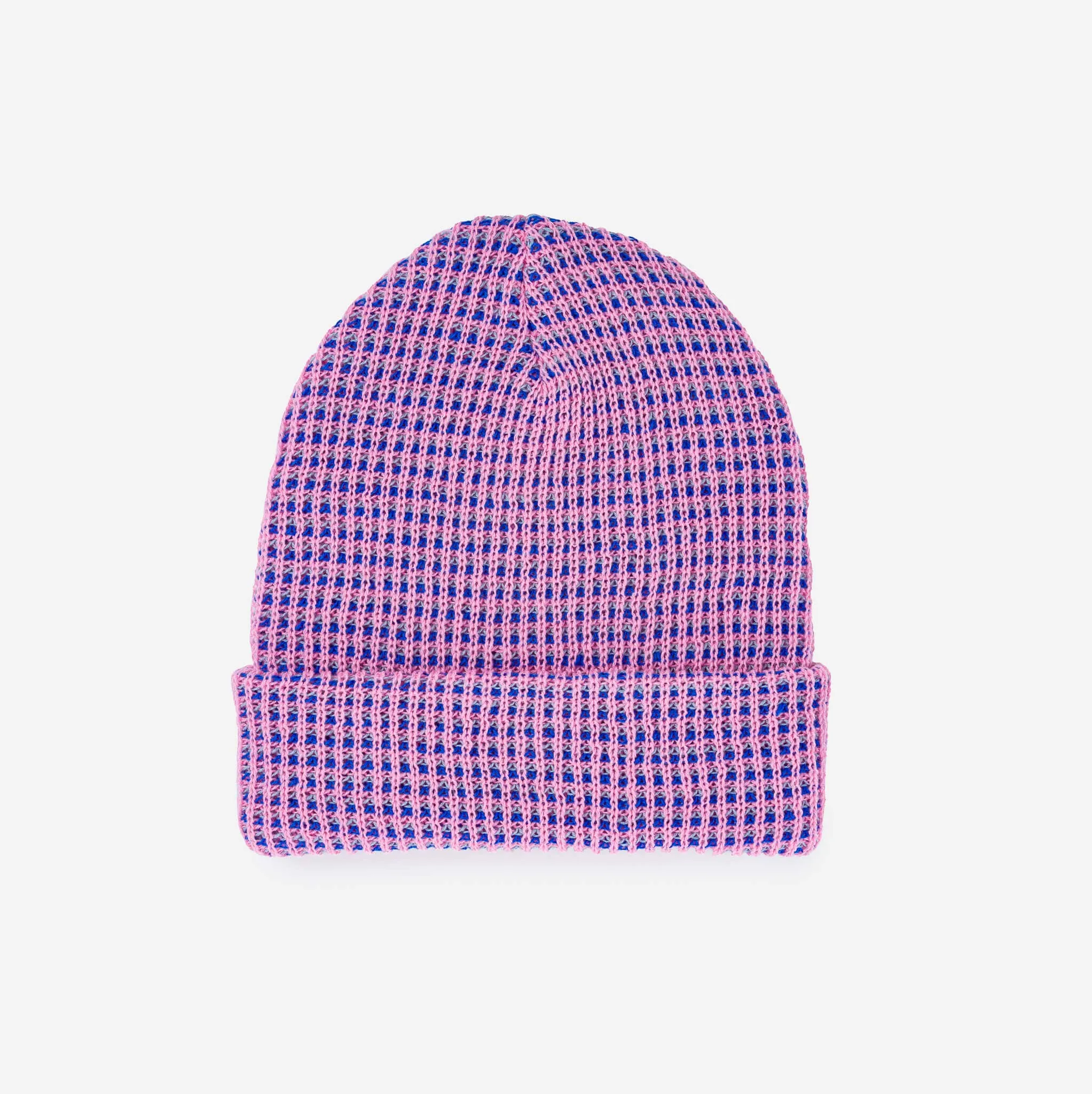 Grid Knit Beanie - Wine Red