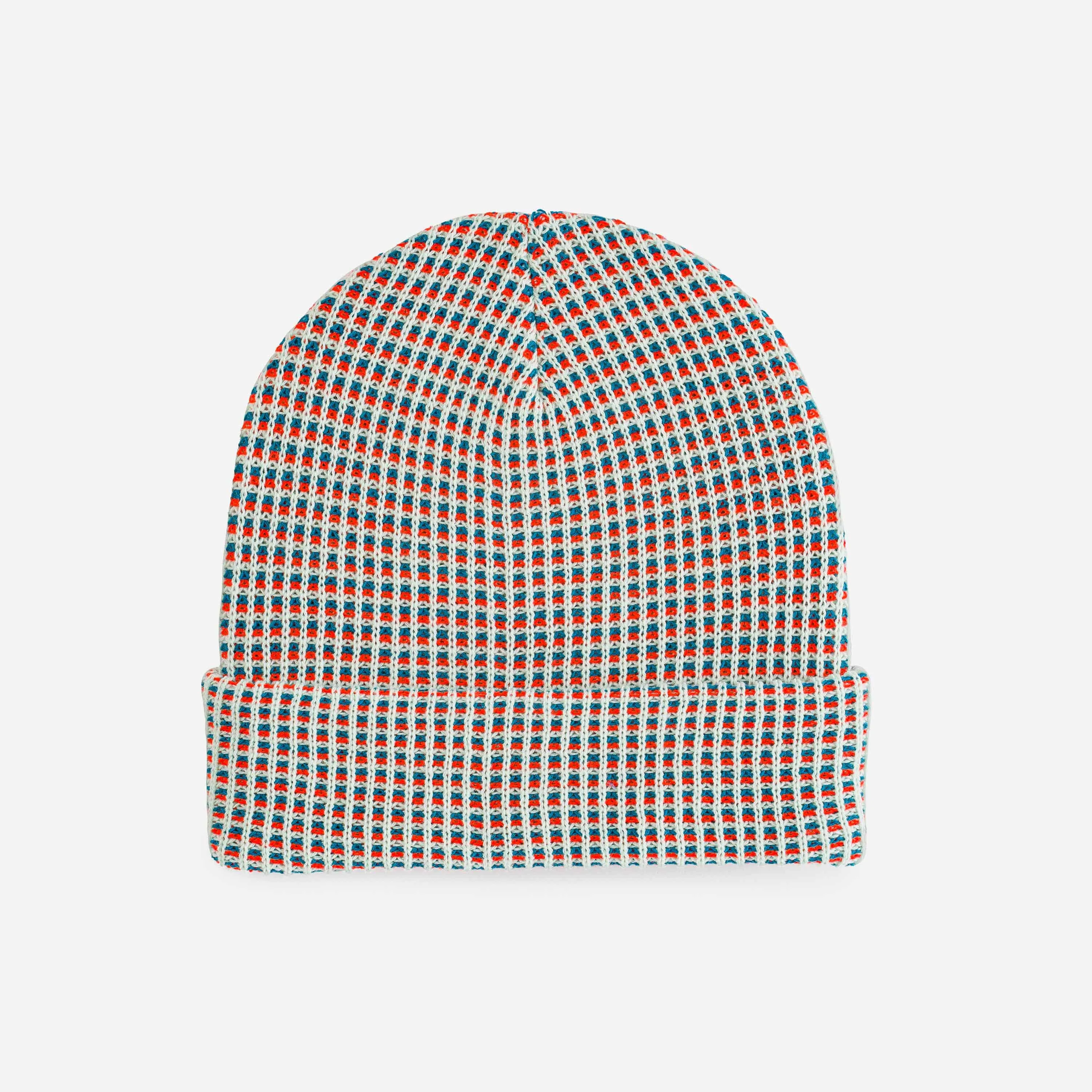 Grid Knit Beanie - Wine Red