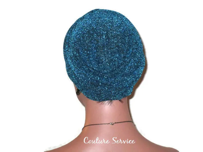 Handmade Blue Twist Turban, Teal, Metallic
