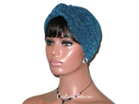 Handmade Blue Twist Turban, Teal, Metallic
