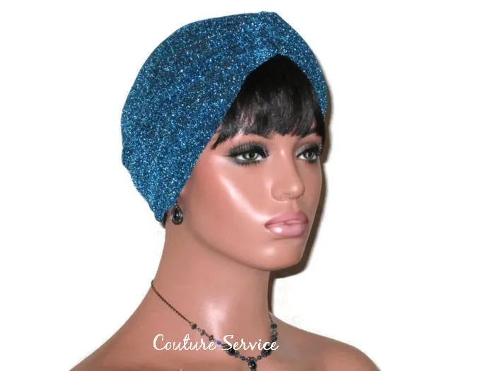 Handmade Blue Twist Turban, Teal, Metallic