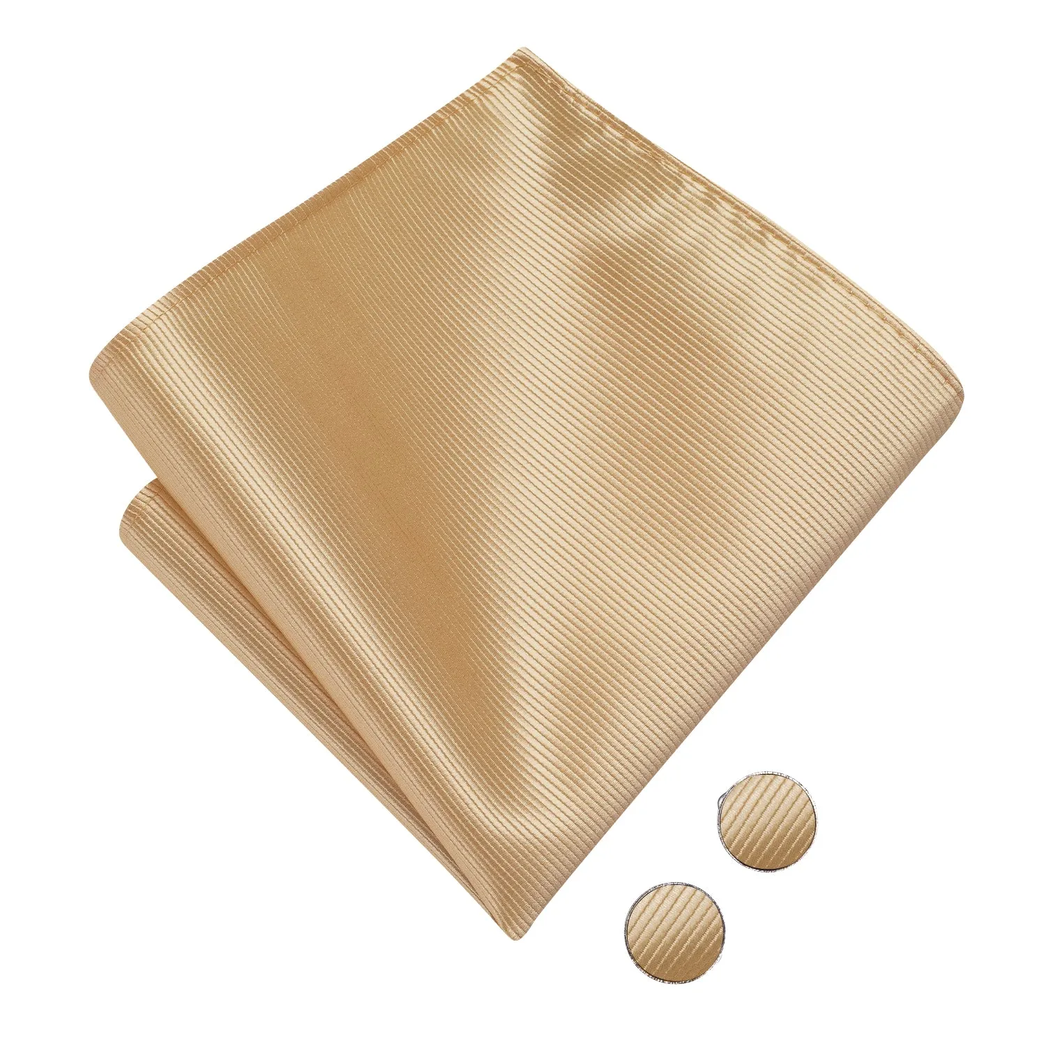 Hi-Tie Mens Necktie Beige Striped Pre-tied Bow Tie Hanky Cufflinks Set