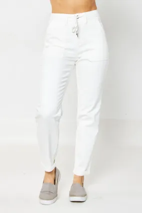 Judy Blue High Waist Dyed White Joggers
